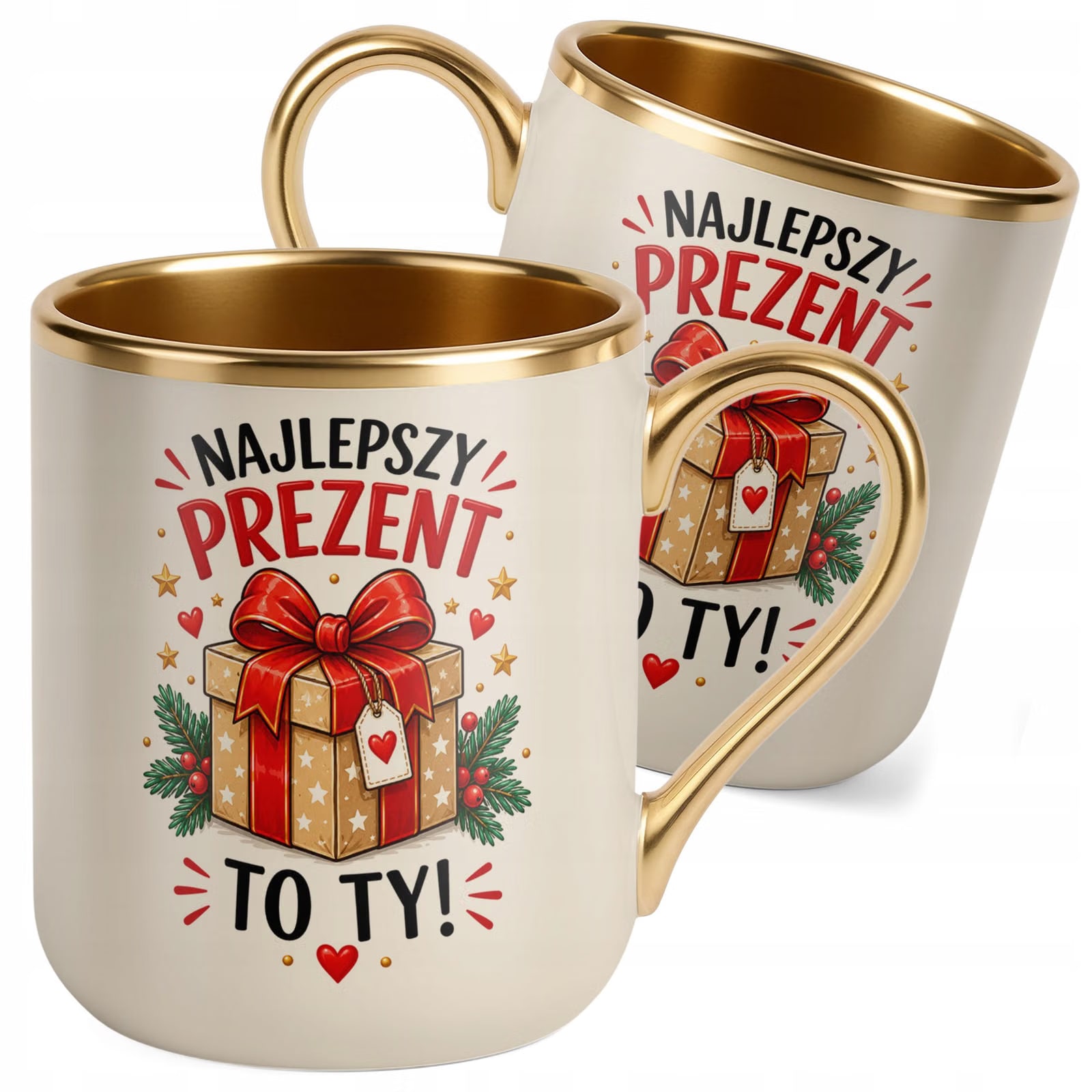 Kubek Premium Złoty Ecru Boże Narodzenie Mikołajki Najlepszy Prezent To Ty