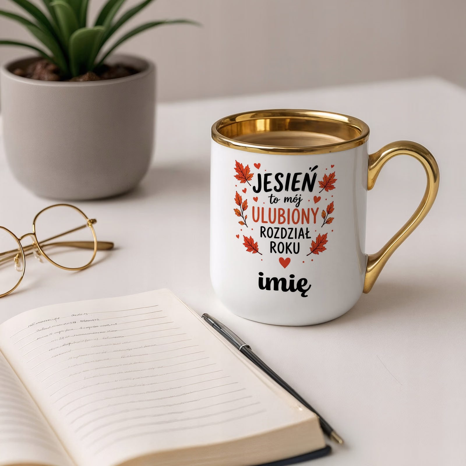 Kubek Personalizowany z nadrukiem Premium Złoty Jesienny Jesień