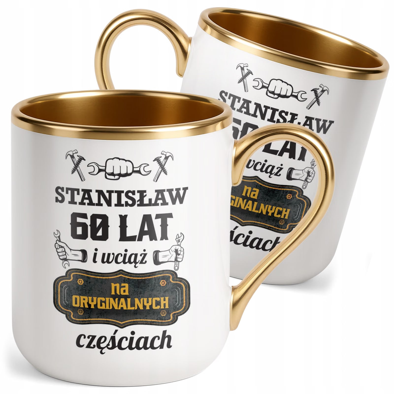 Kubek Premium Złoty Personalizowany Na Oryginalnych Częściach Urodziny