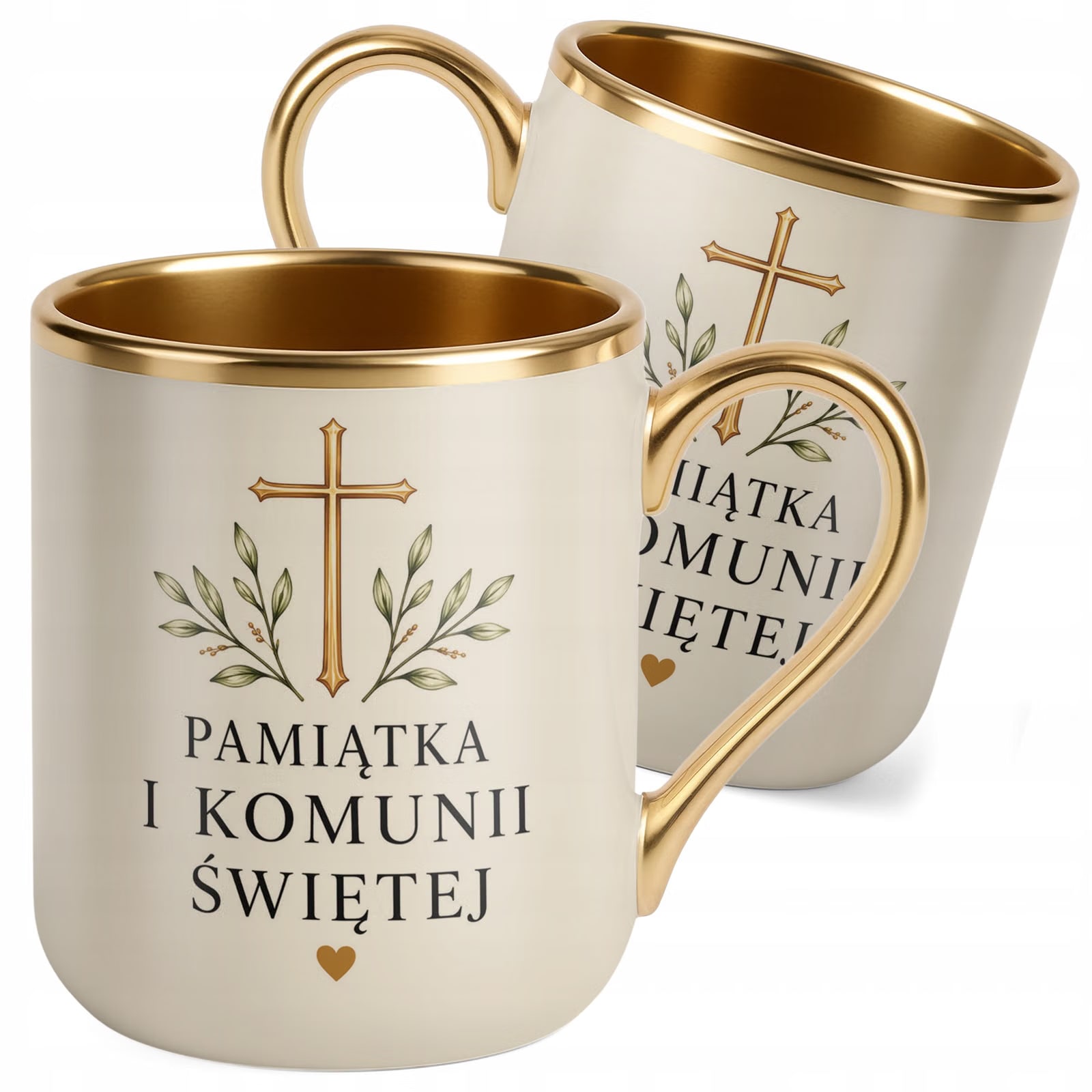 Kubek ceramiczny Premium złoty ecru Komunia Święta dla gości