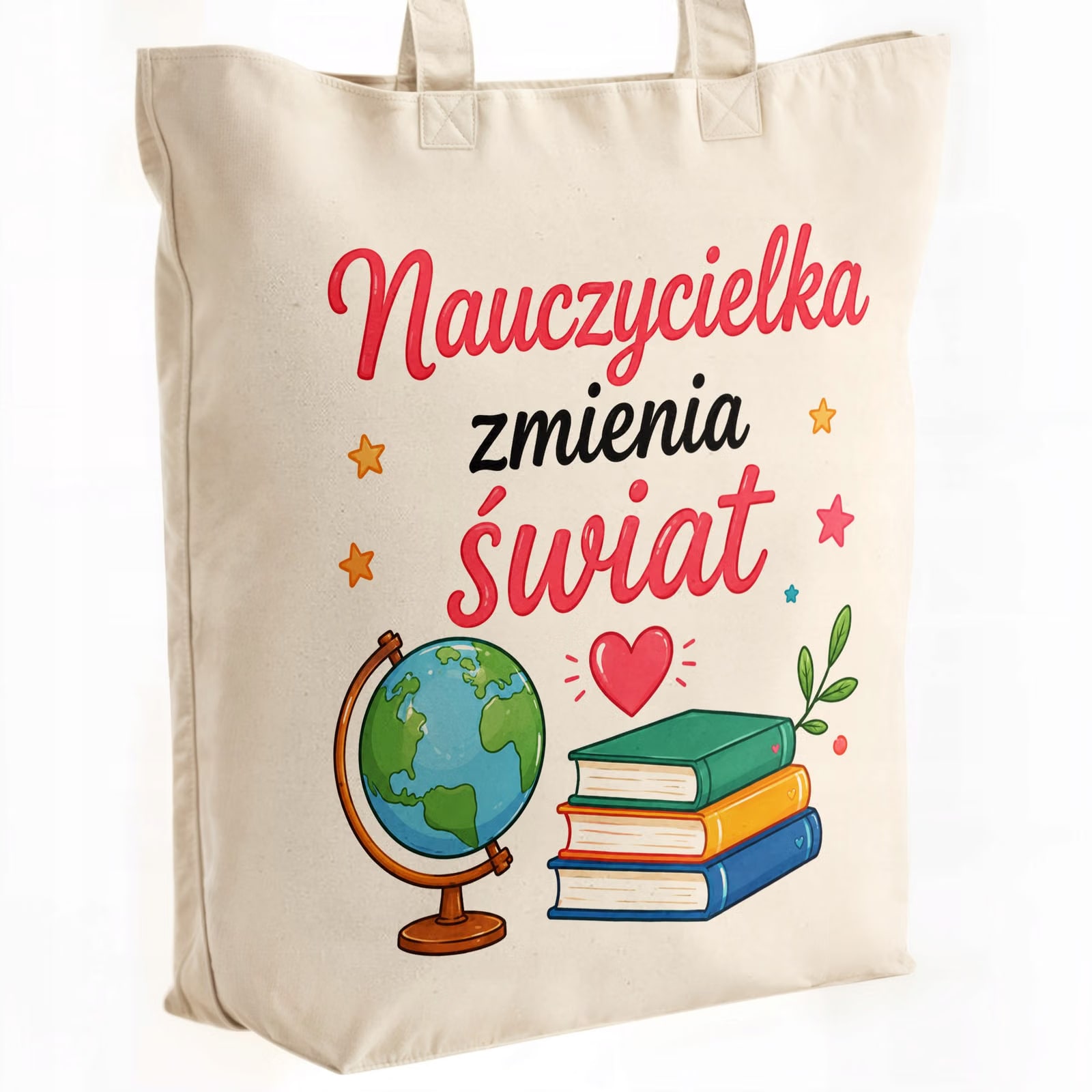Torba shopper bawełniana premium Dzień Nauczyciela zakupy z nadrukiem
