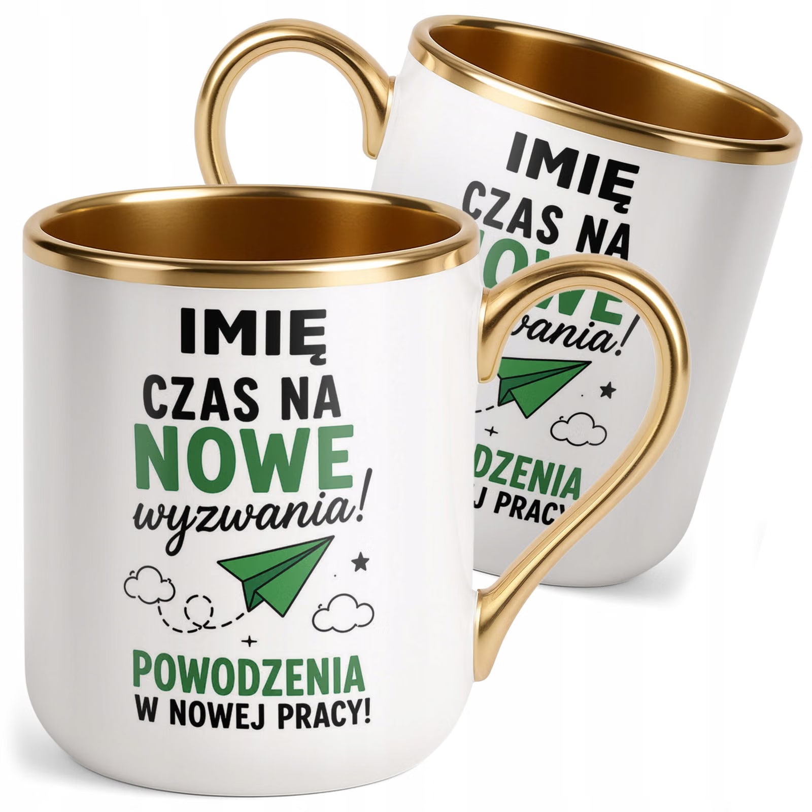 Kubek Personalizowany z nadrukiem Premium Złoty Odejście z Pracy