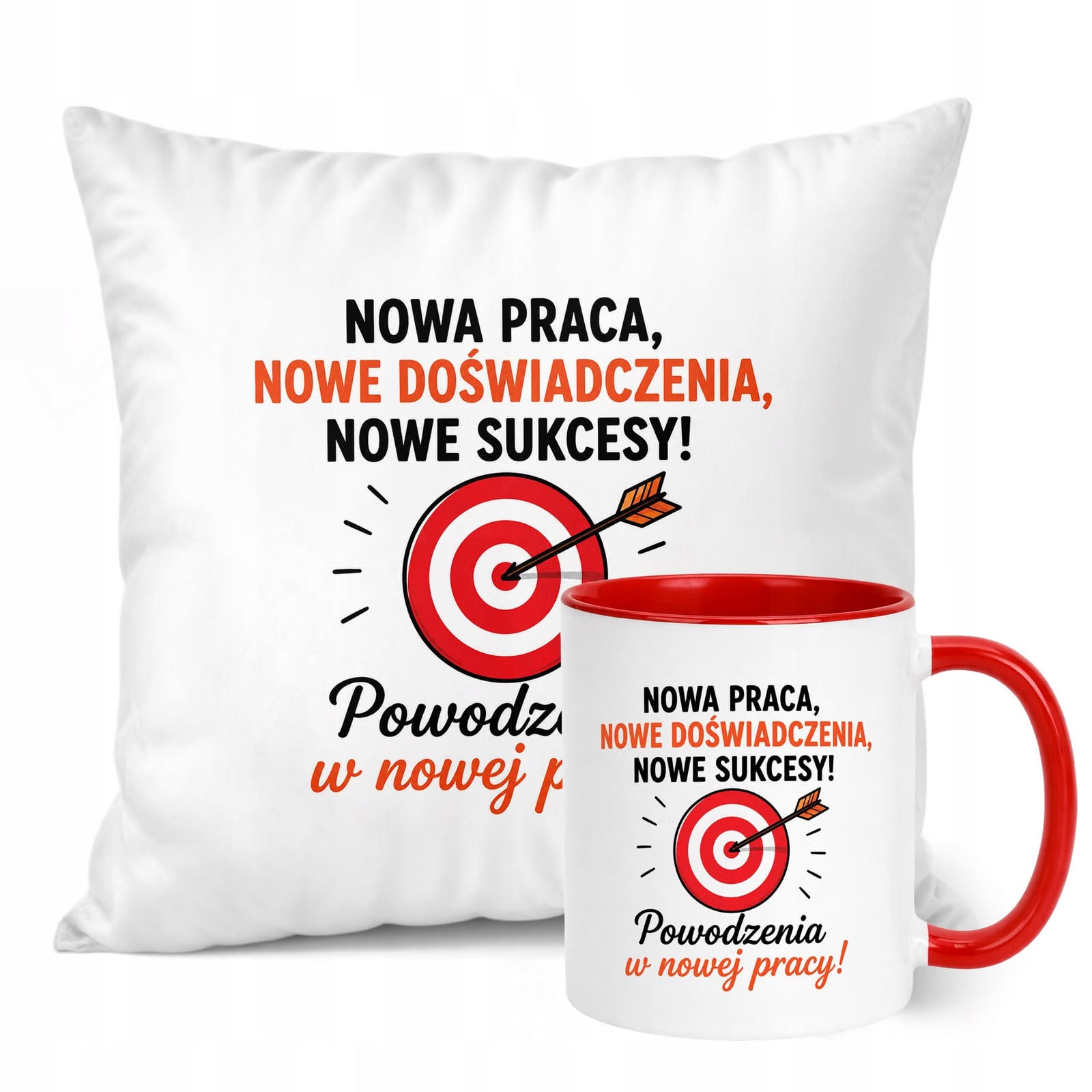 Zestaw Kubek Czerwony Poduszka Z Nadrukiem Odejście z Pracy Prezent