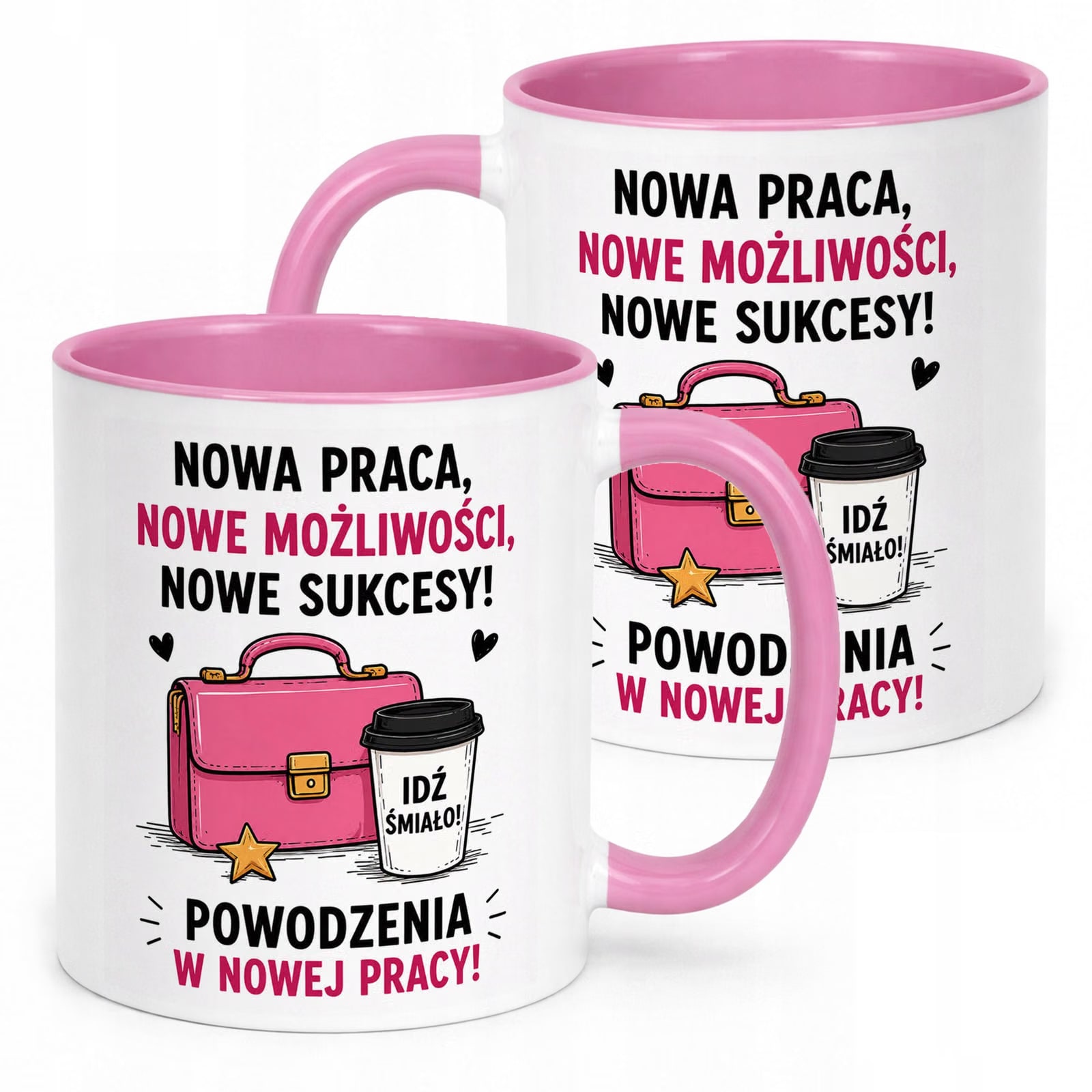 Kubek Różowy z nadrukiem Pożegnanie Odejście z Pracy Dla Koleżanki