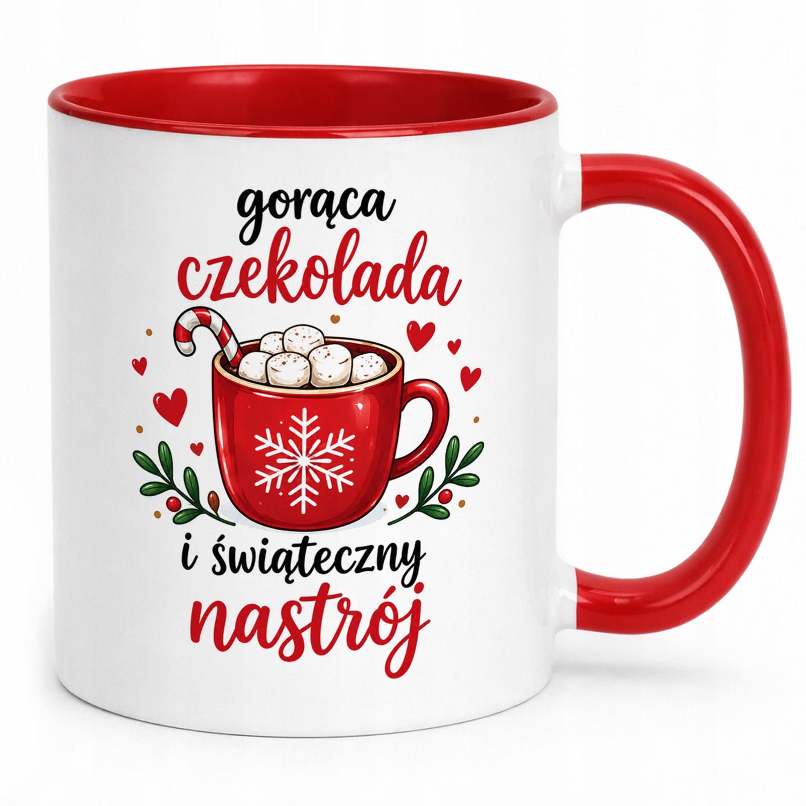 Kubek Czerwony Boże Narodzenie Mikołajki Gorąca Czekolada Prezent