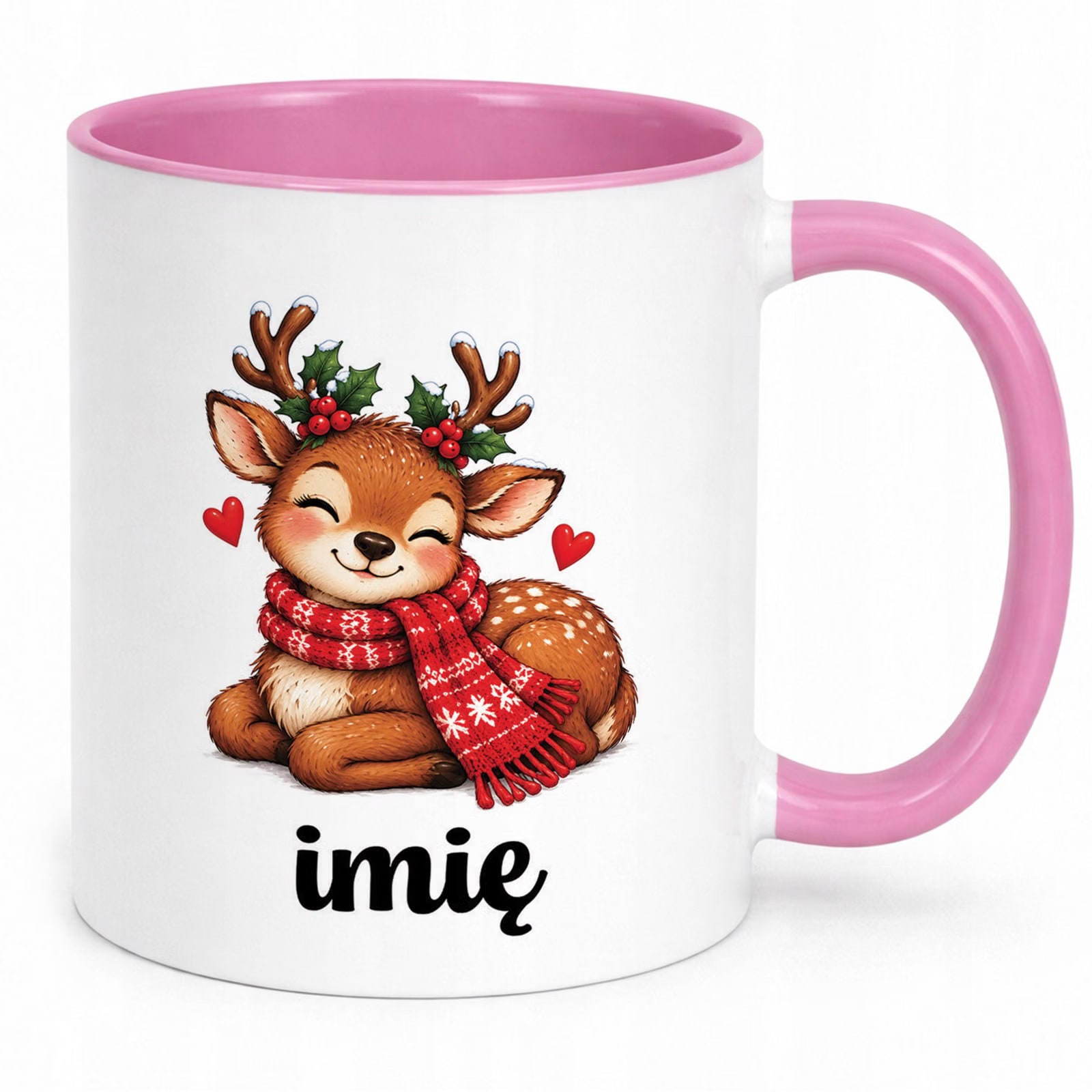 Kubek Różowy Personalizowany z Nadrukiem Boże Narodzenie Święta Prezent