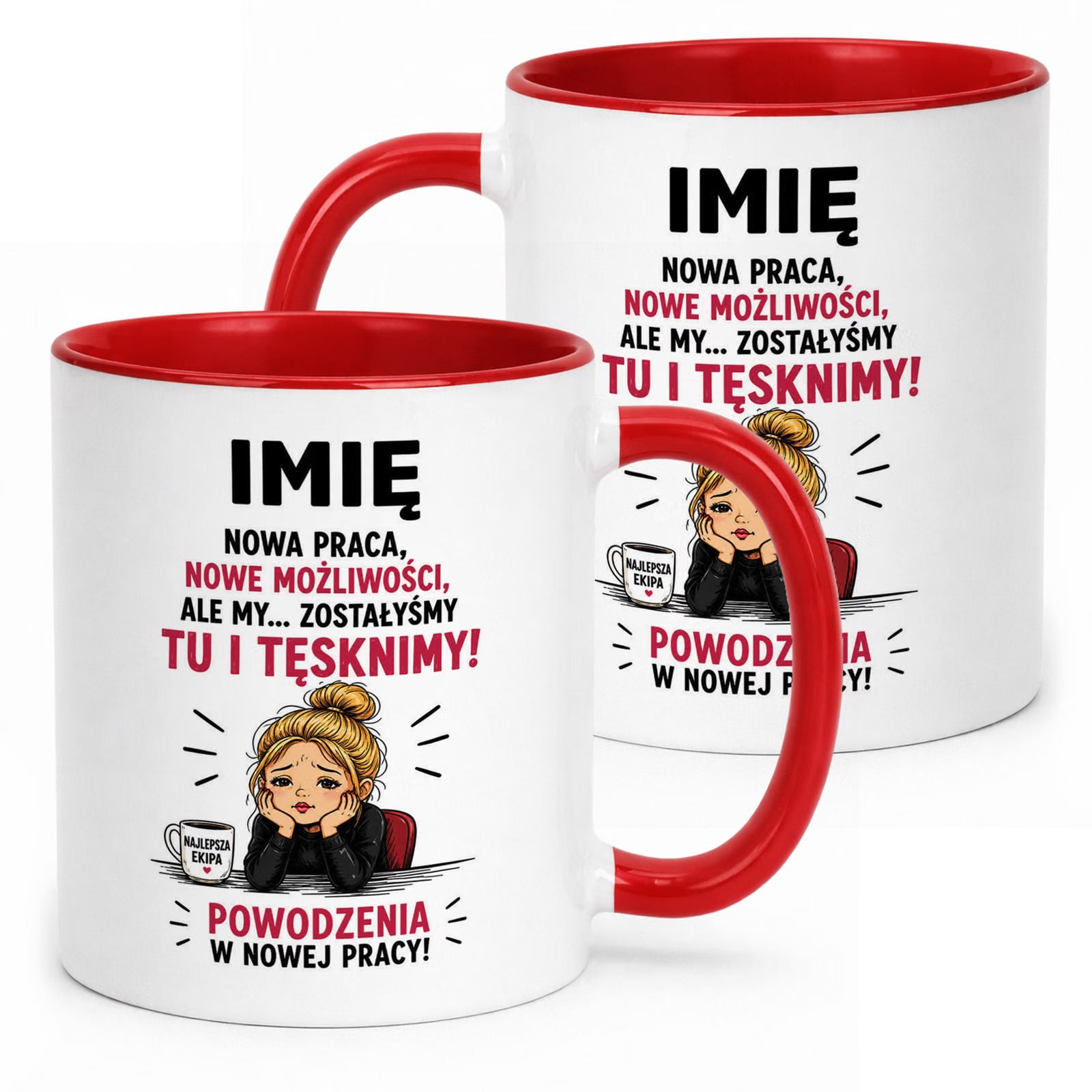 Kubek Czerwony Personalizowany z Nadrukiem Pożegnanie Odejście z Pracy