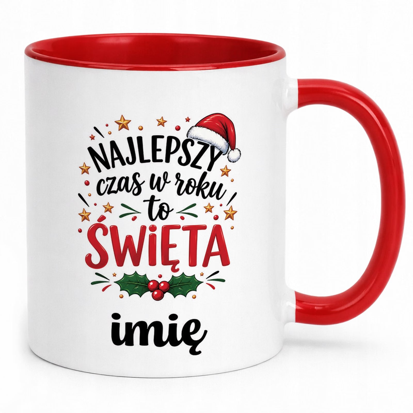Kubek Czerwony Personalizowany z Nadrukiem Boże Narodzenie Święta Prezent
