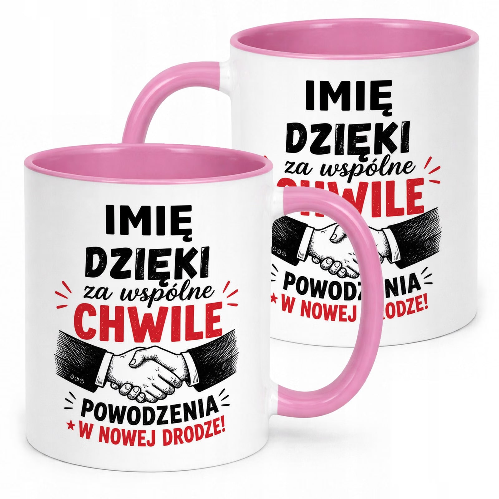 Kubek Różowy Personalizowany z Nadrukiem Pożegnanie Odejście z Pracy