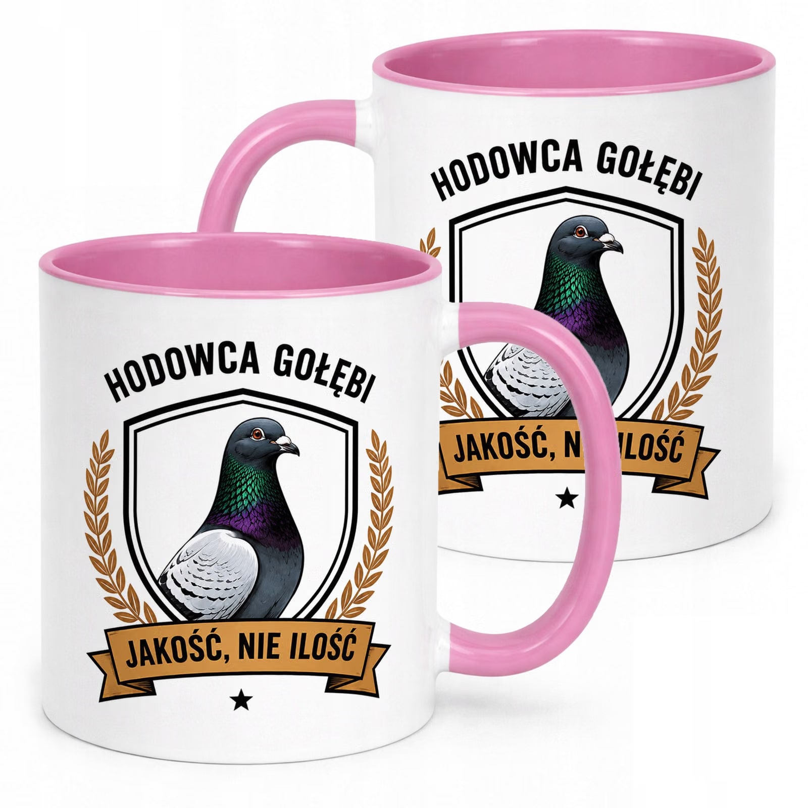 Różowy Kubek z nadrukiem Dla Gołębiarza Hodowcy Gołębi Upominek Prezent