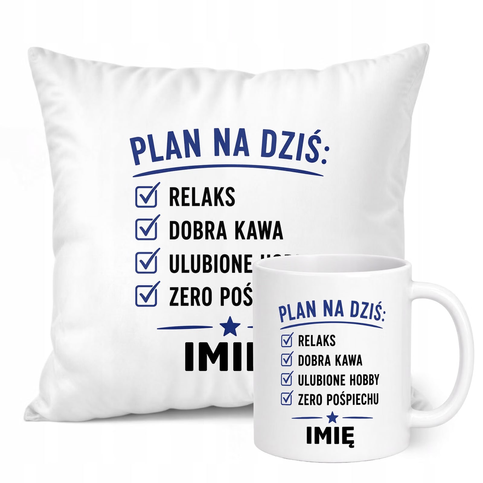 Zestaw Personalizowany Kubek Biały Poduszka Emerytura Dla Emeryta Prezent