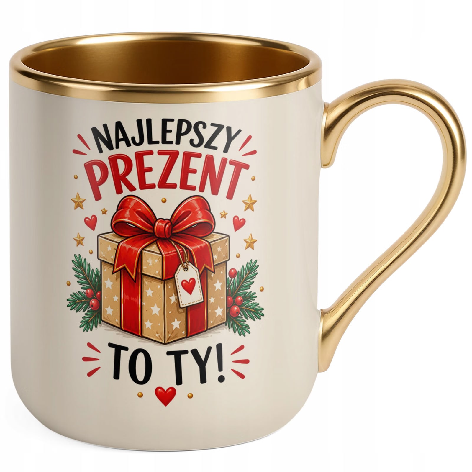 Kubek Premium Złoty Ecru Boże Narodzenie Mikołajki Najlepszy Prezent To Ty