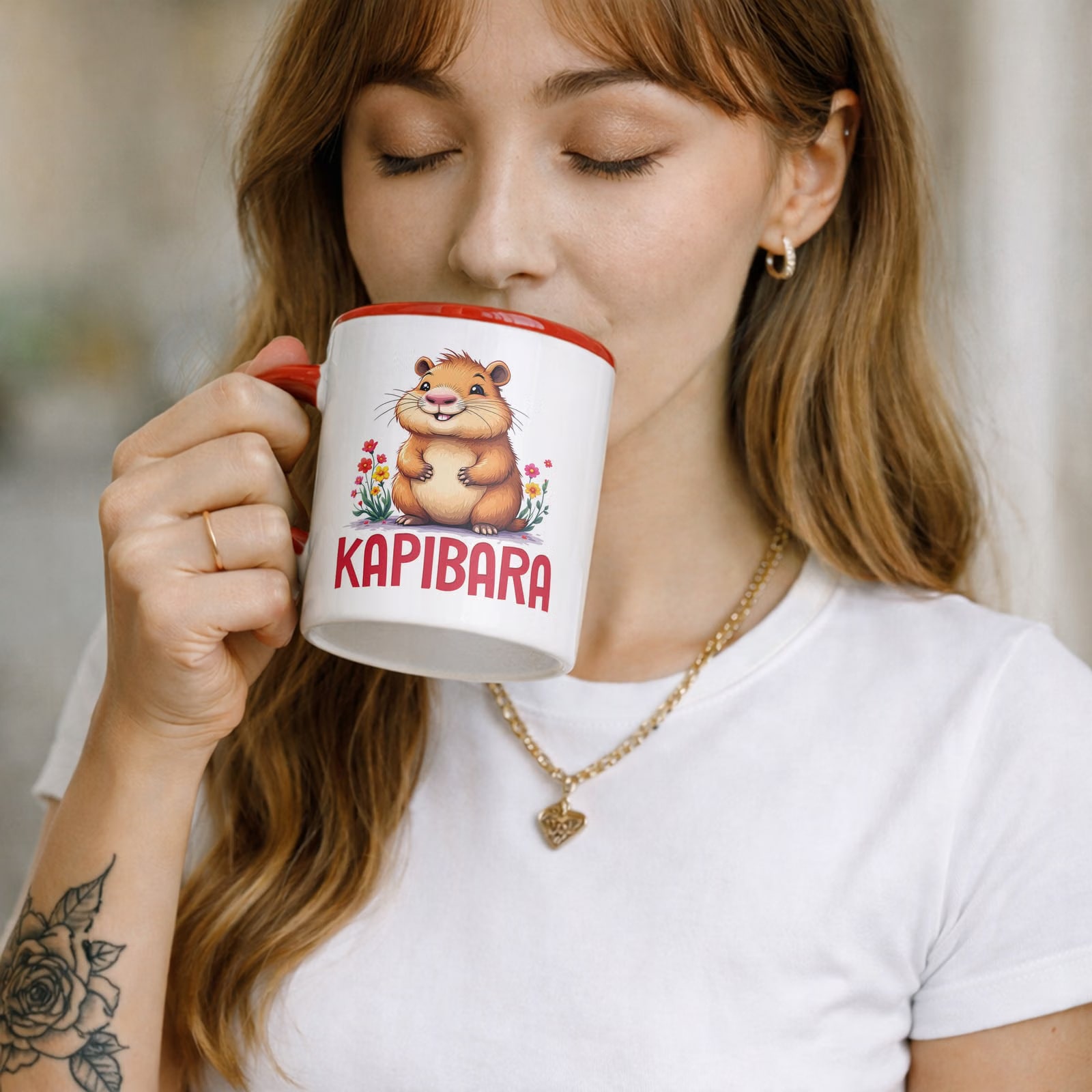 Kubek ceramiczny Kapibara Capybara Zwierzak Słodki Dla Dzieci Prezent