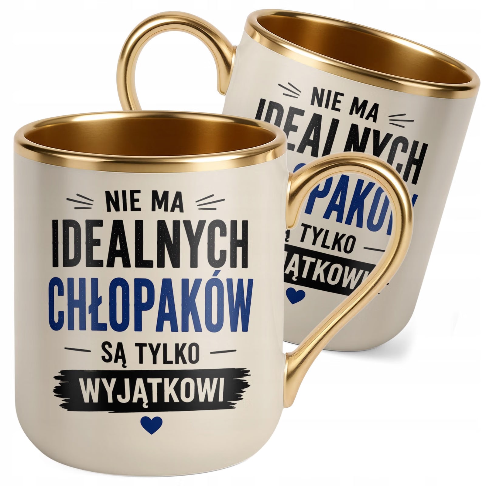 Kubek z nadrukiem Premium Złoty Ecru Dzień Chłopaka Mężczyzny Prezent