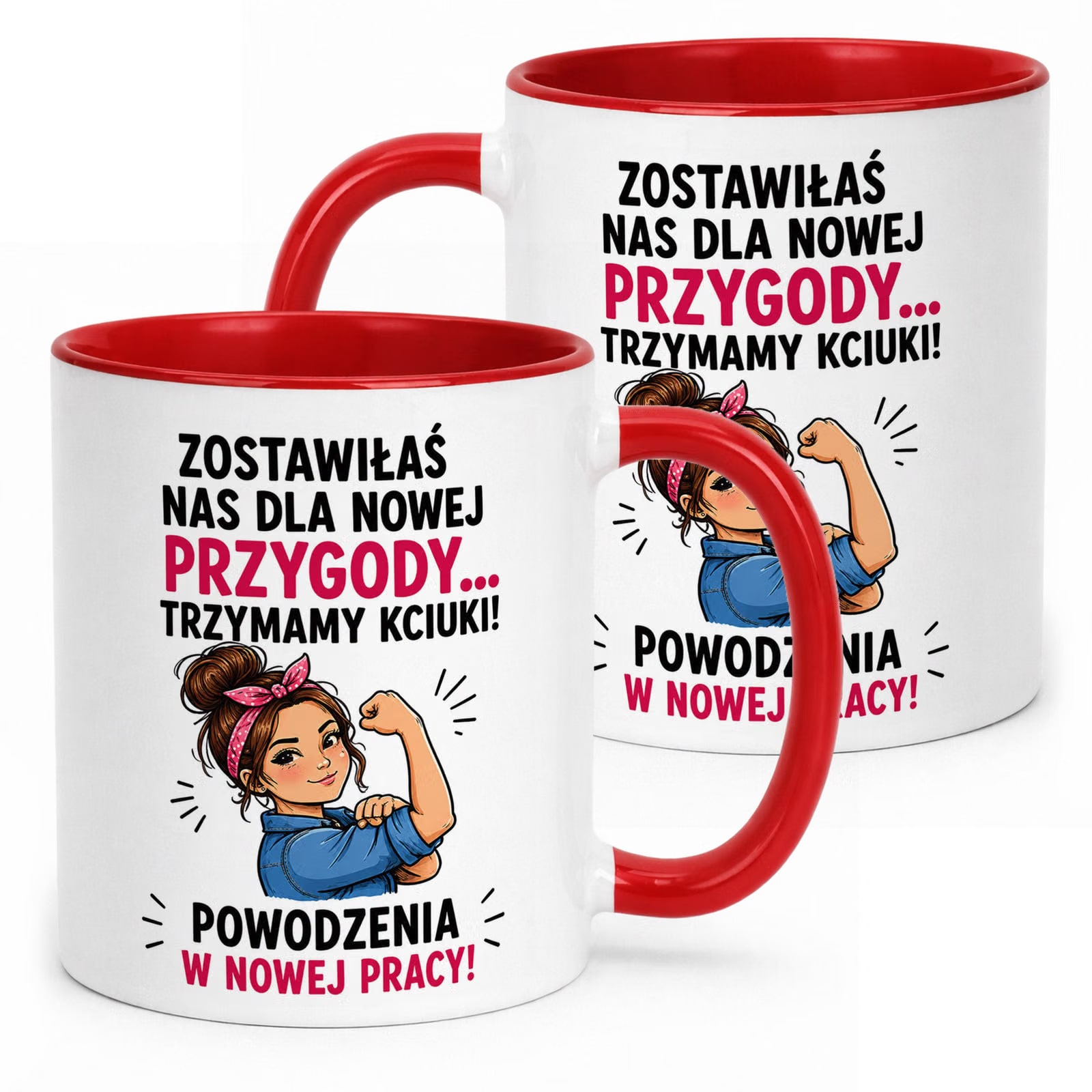 Kubek Czerwony z nadrukiem Pożegnanie Odejście z Pracy Dla Koleżanki