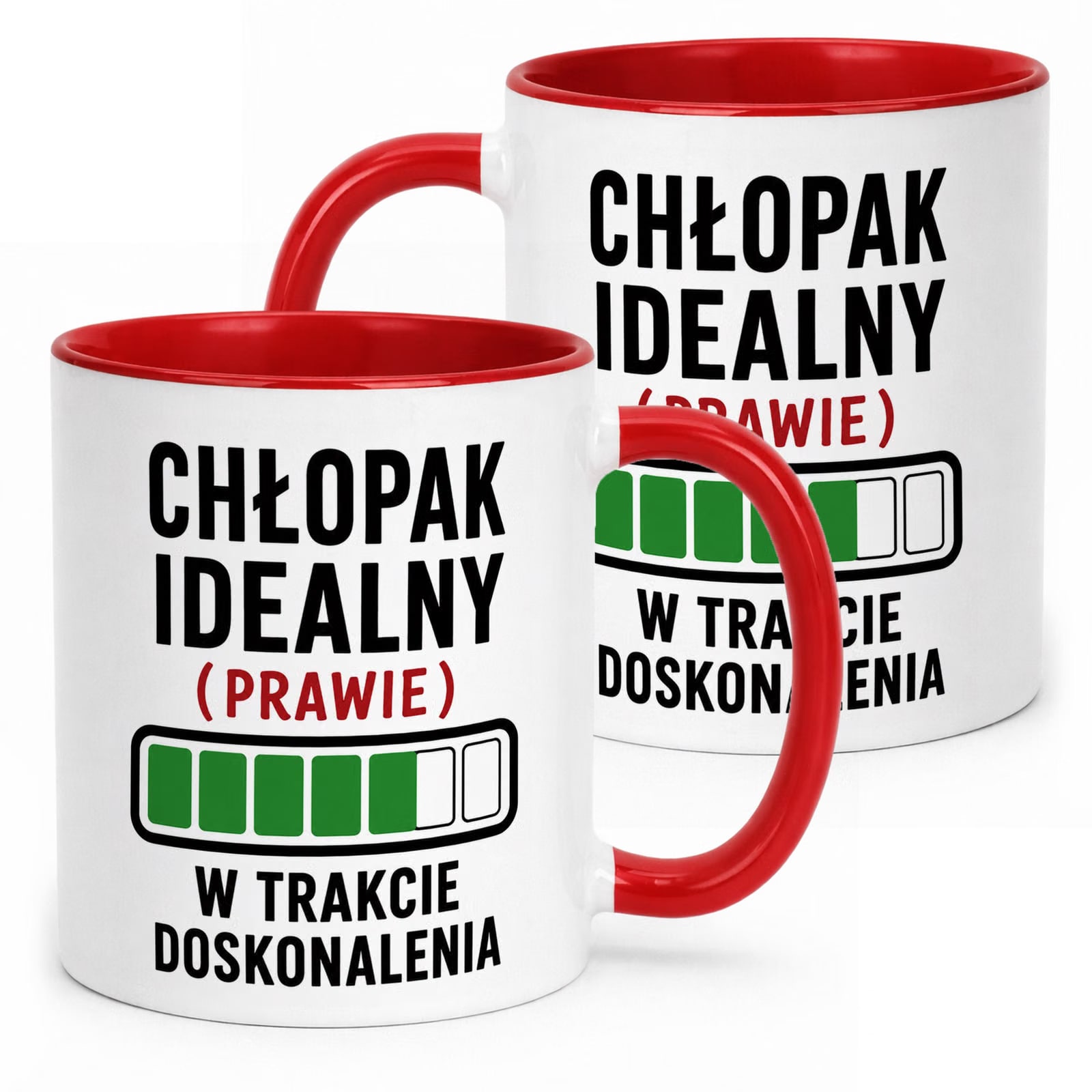 Czerwony Kubek z nadrukiem Dzień Chłopaka Mężczyzny Upominek Prezent