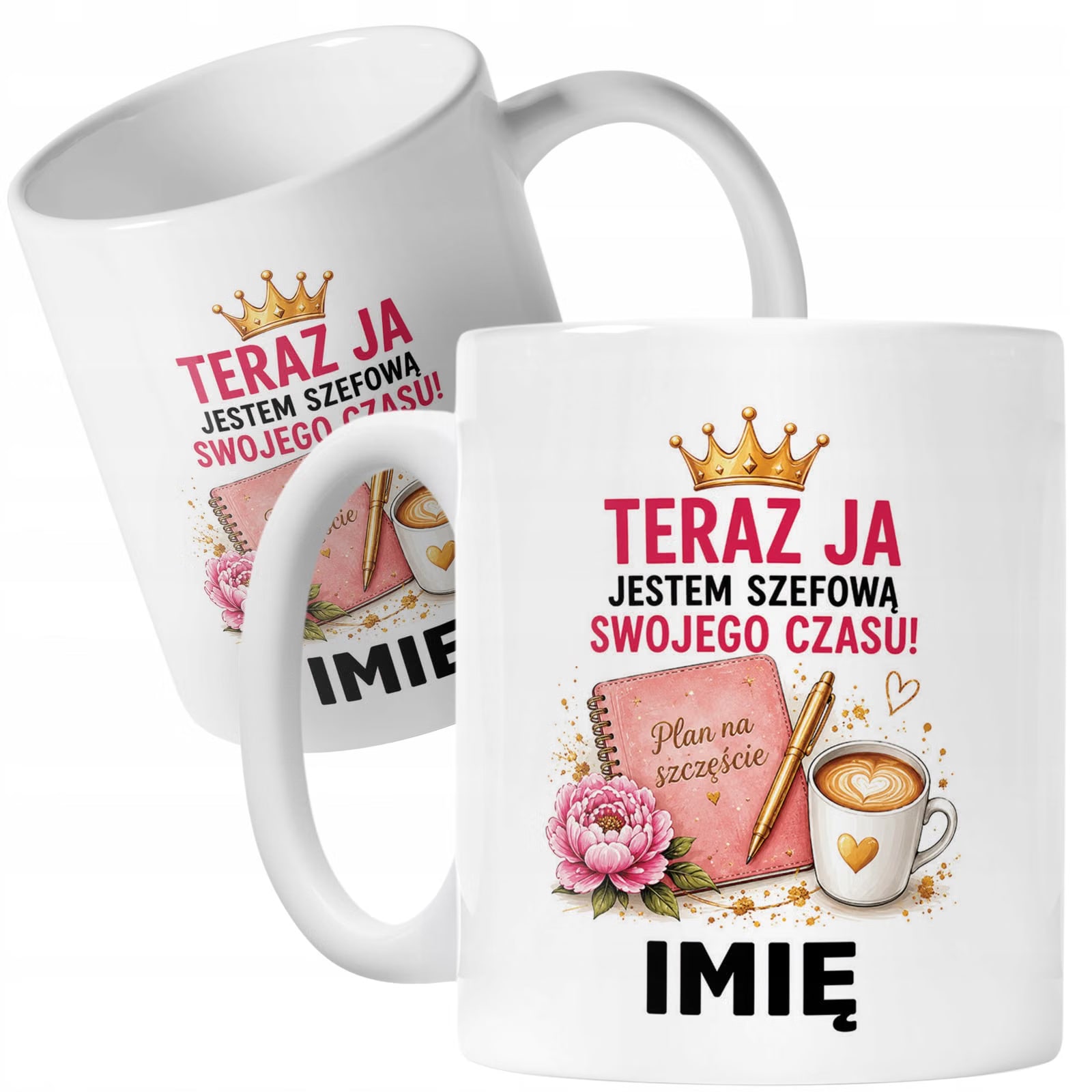 Biały Kubek Personalizowany z Nadrukiem Emerytura Dla Emerytki Prezent