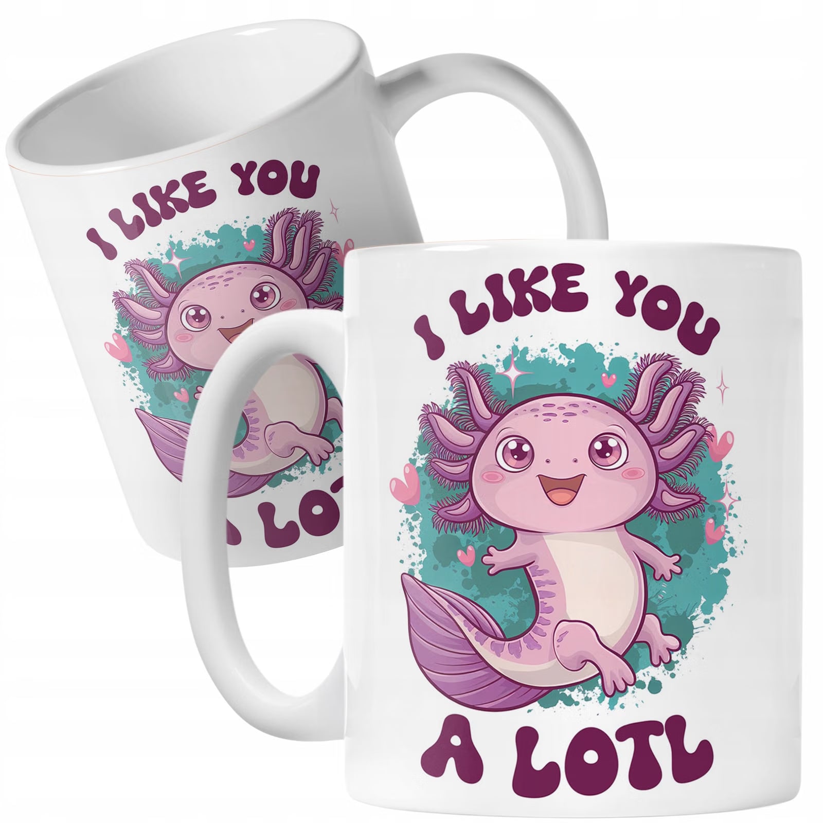 Kubek dla dziecka uśmiechnięty Aksolotl Axolotl Różowy Zwierzak Viral HIT
