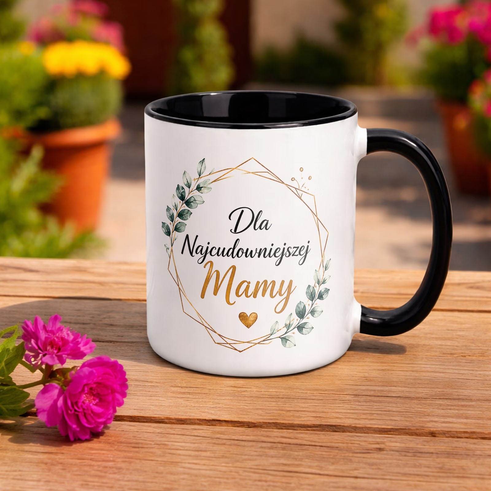 Kubek czarny prezent dla mamy na Dzień Matki praktyczny upominek mamy