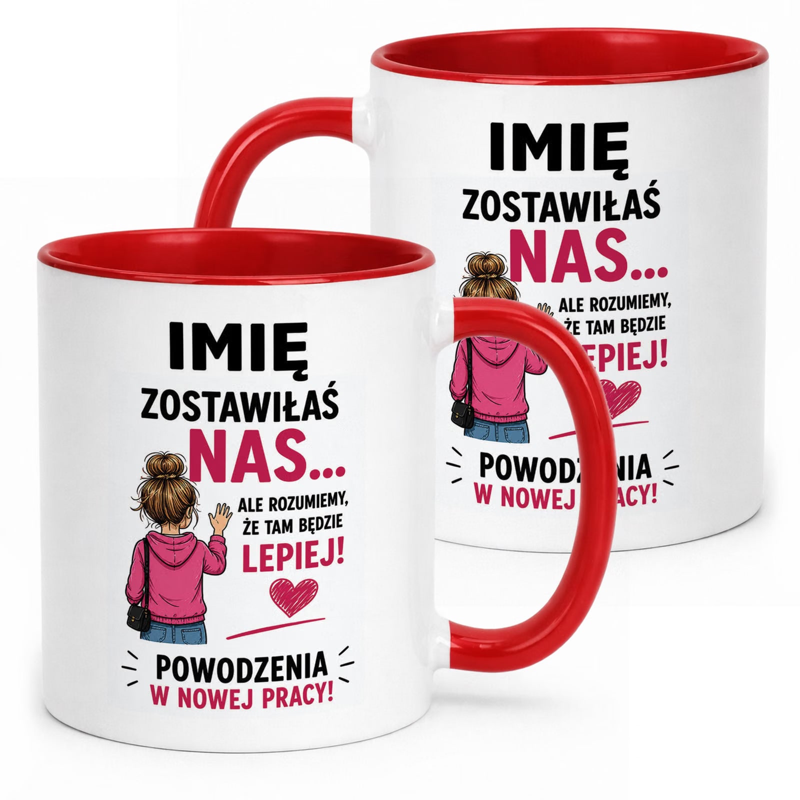 Kubek Czerwony Personalizowany z Nadrukiem Pożegnanie Odejście z Pracy