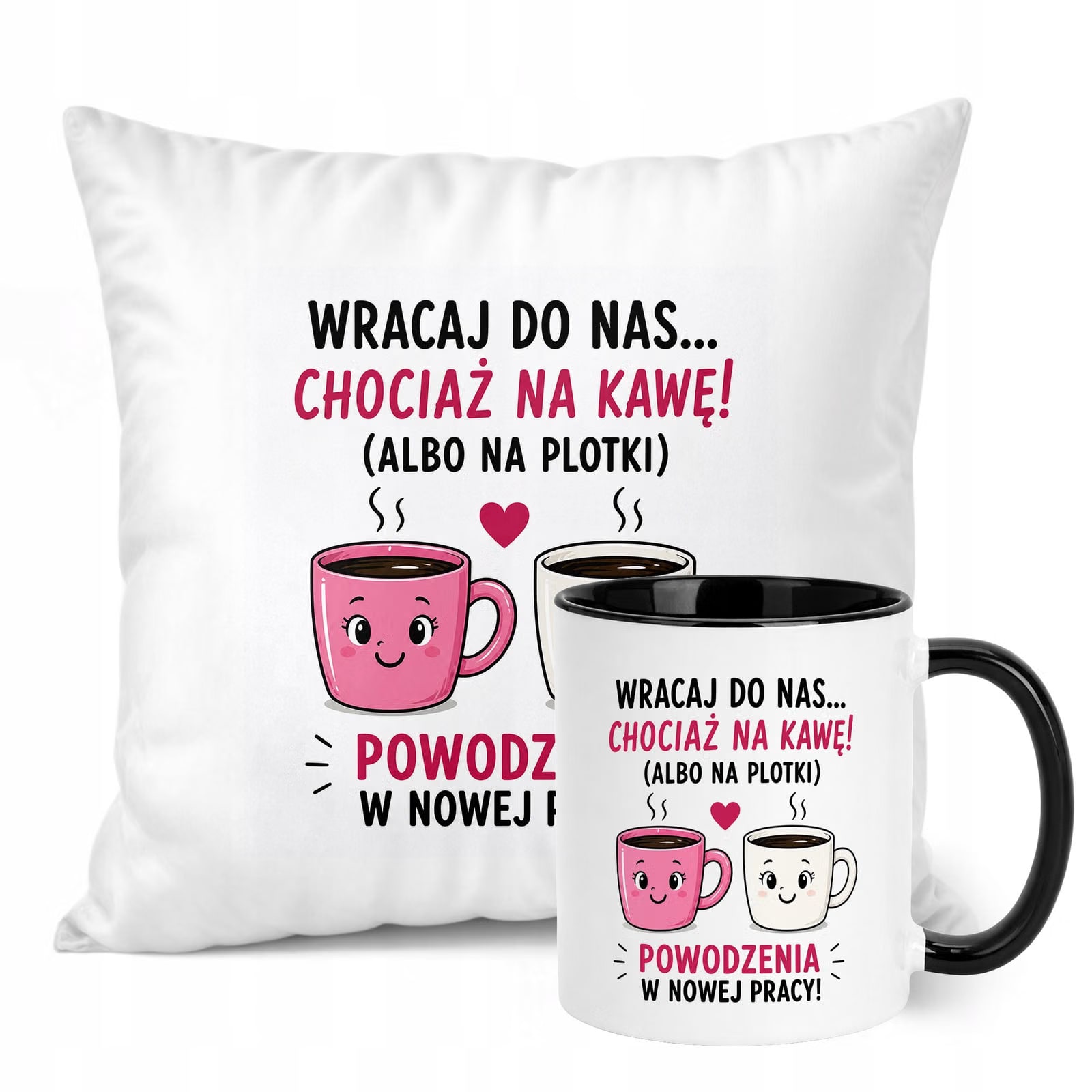 Zestaw Kubek Czarny Poduszka Z Nadrukiem Odejście z Pracy Prezent