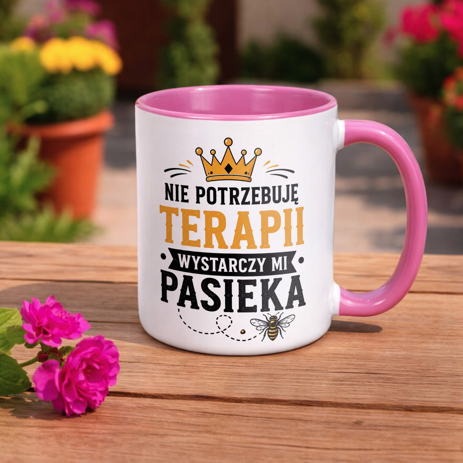 Różowy Kubek z nadrukiem Dla Pszczelarza Szef Pasieki Upominek Prezent