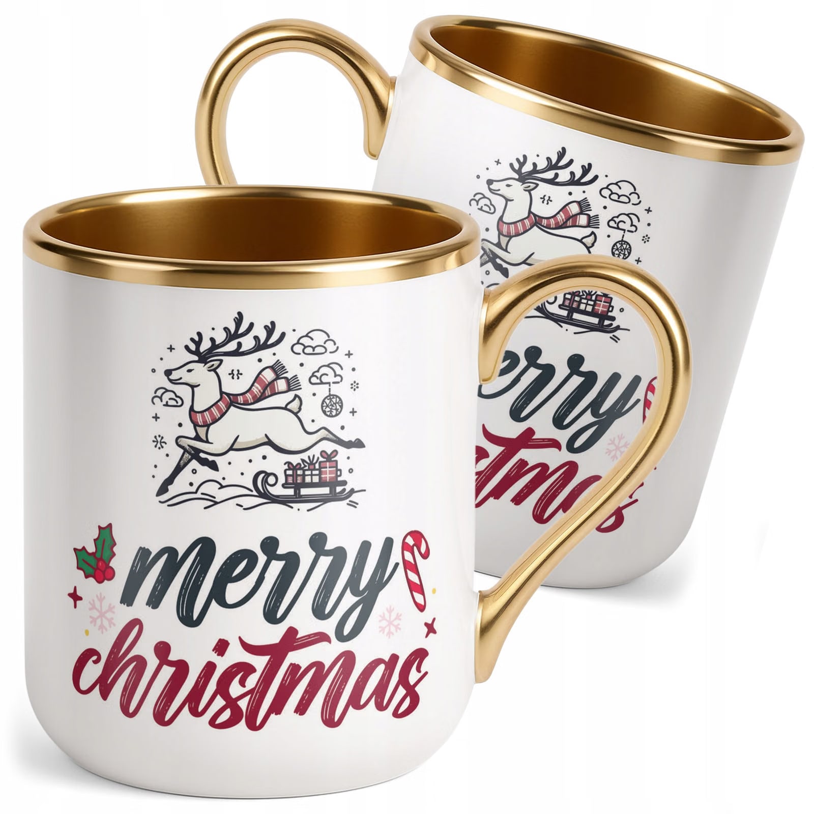 Kubek Premium Złoty Boże Narodzenie Mikołajki Merry Christmas Prezent