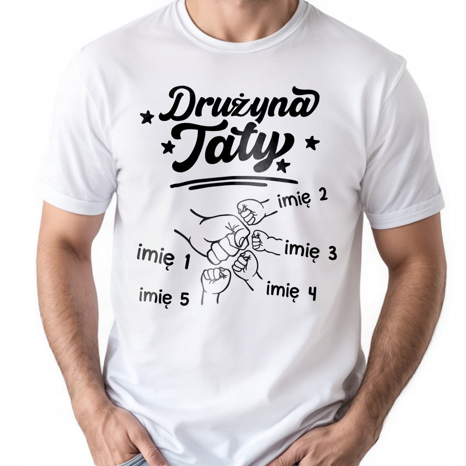 Koszulka biała męska Personalizowana Dzień Ojca Prezent