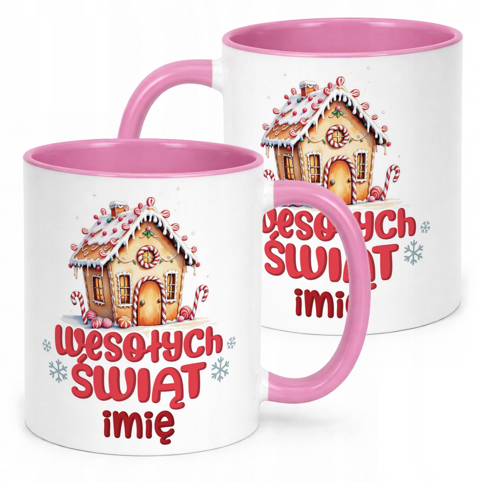 Kubek Różowy Personalizowany z Nadrukiem Boże Narodzenie Święta Prezent