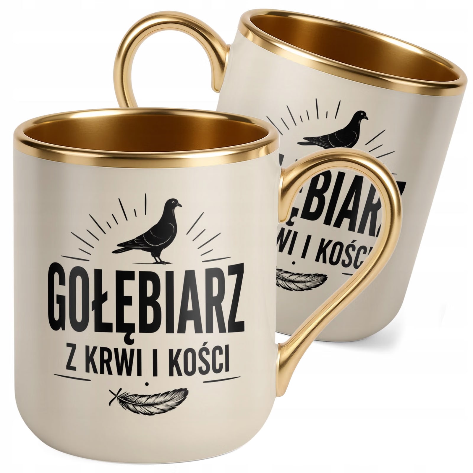 Kubek z nadrukiem Premium Złoty Ecru Dla Gołębiarza Hodowcy Gołębi Prezent