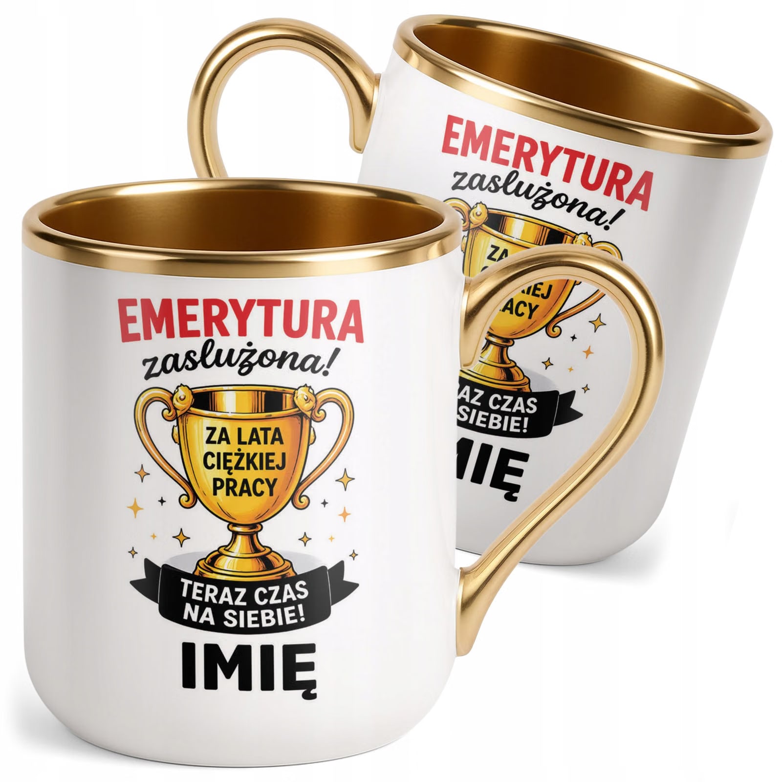 Kubek Personalizowany z nadrukiem Premium Złoty Emerytura Prezent