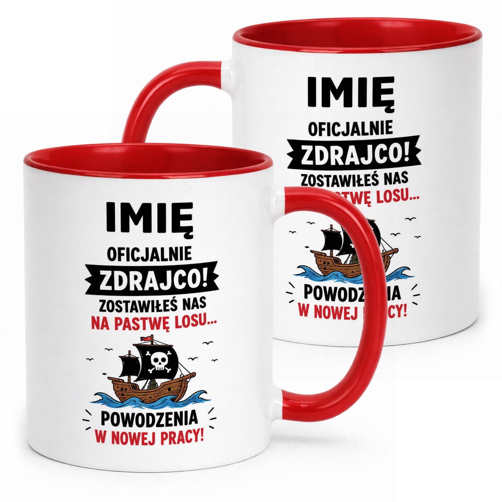Kubek Czerwony Personalizowany z Nadrukiem Pożegnanie Odejście z Pracy