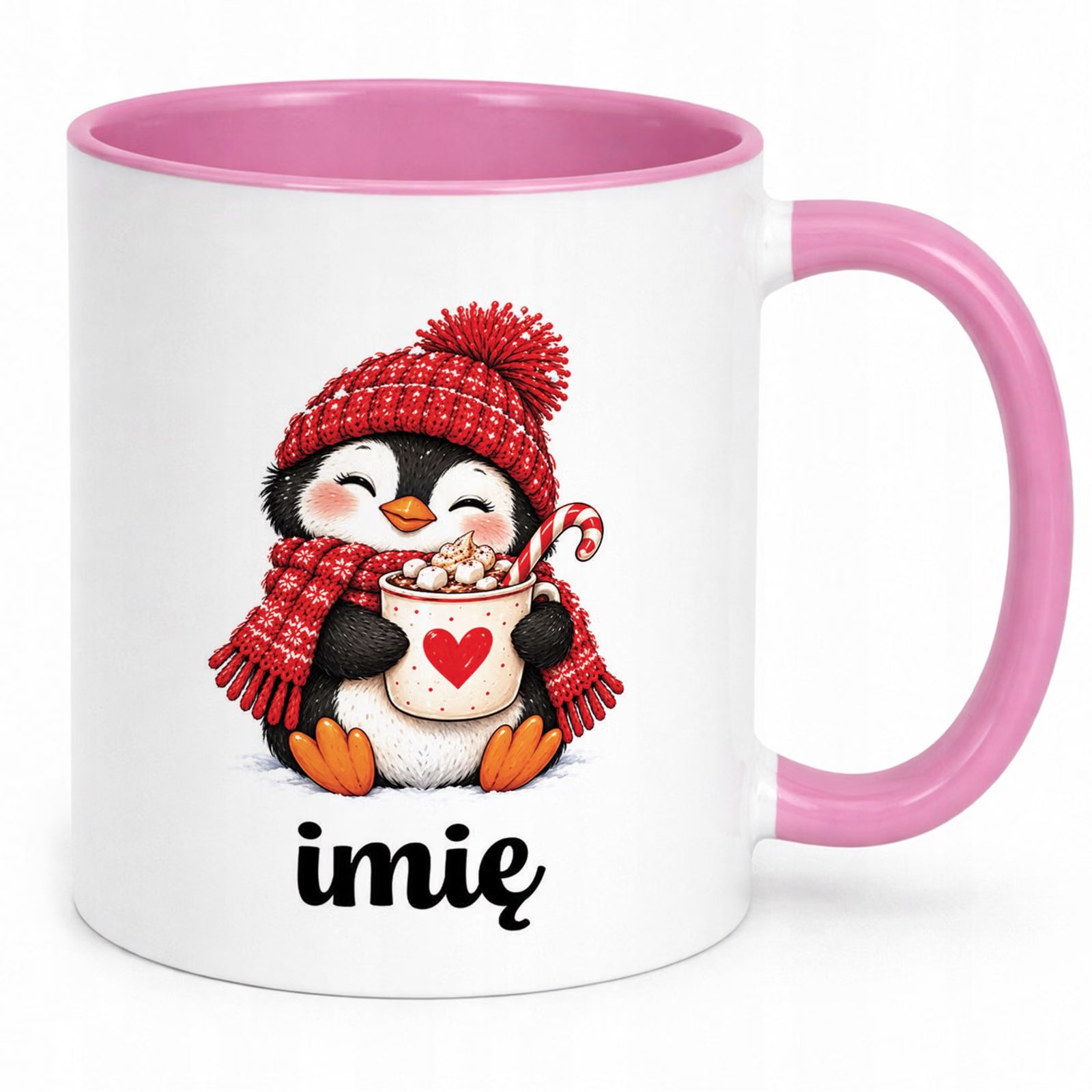 Kubek Różowy Personalizowany z Nadrukiem Boże Narodzenie Święta Prezent