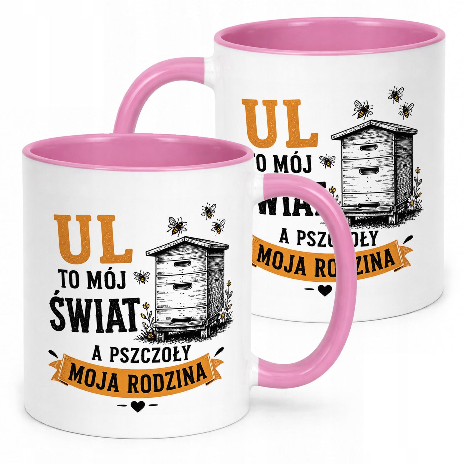 Różowy Kubek z nadrukiem Dla Pszczelarza Szef Pasieki Upominek Prezent