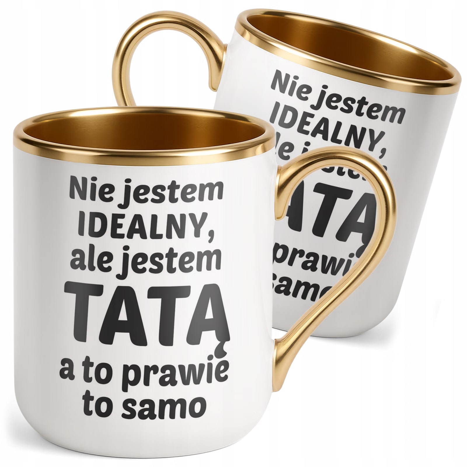 Kubek Premium Złoty Dzień Ojca Dla Taty Nie Jestem Idealny Prezent