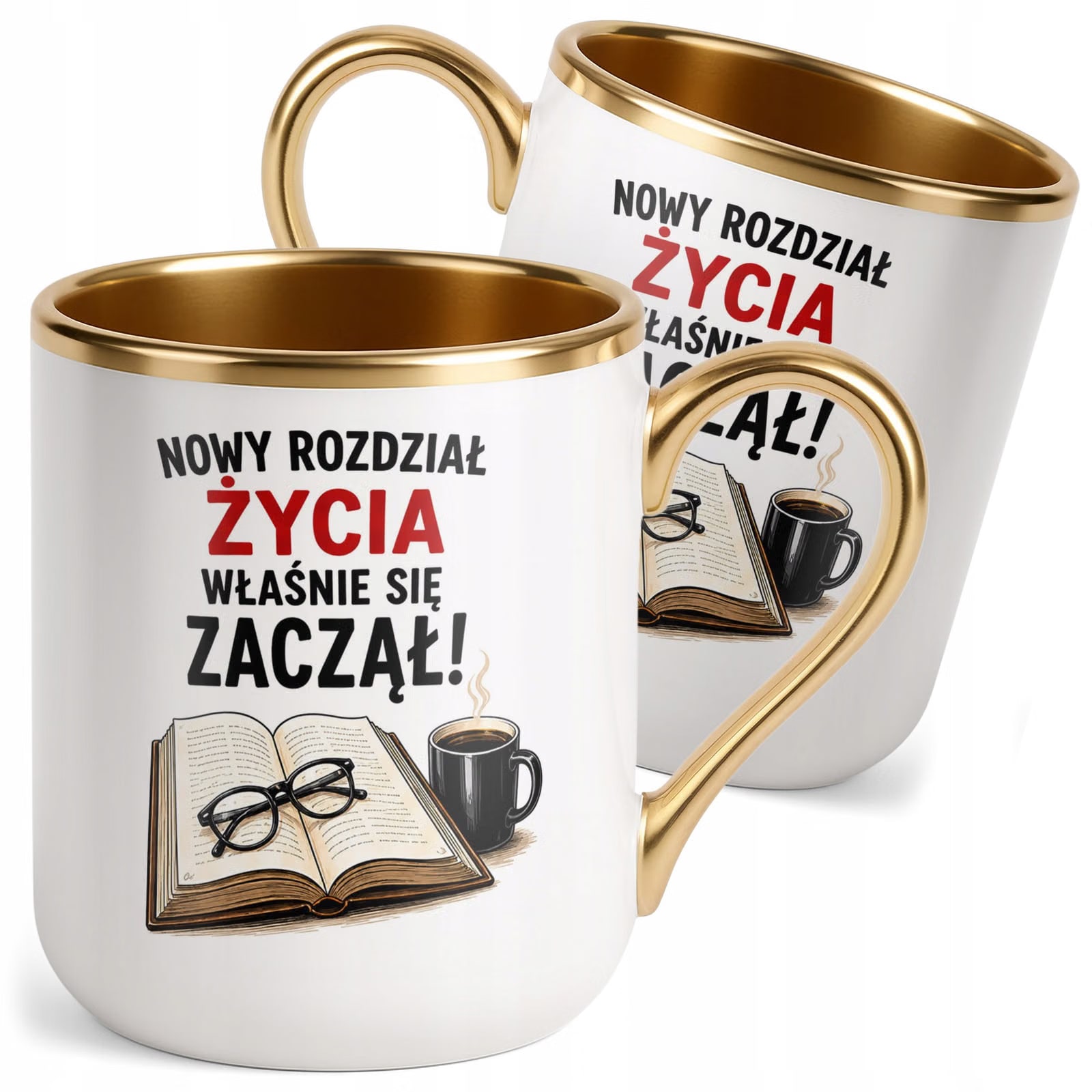Kubek z nadrukiem Premium Złoty Emerytura Dla Emeryta Prezent