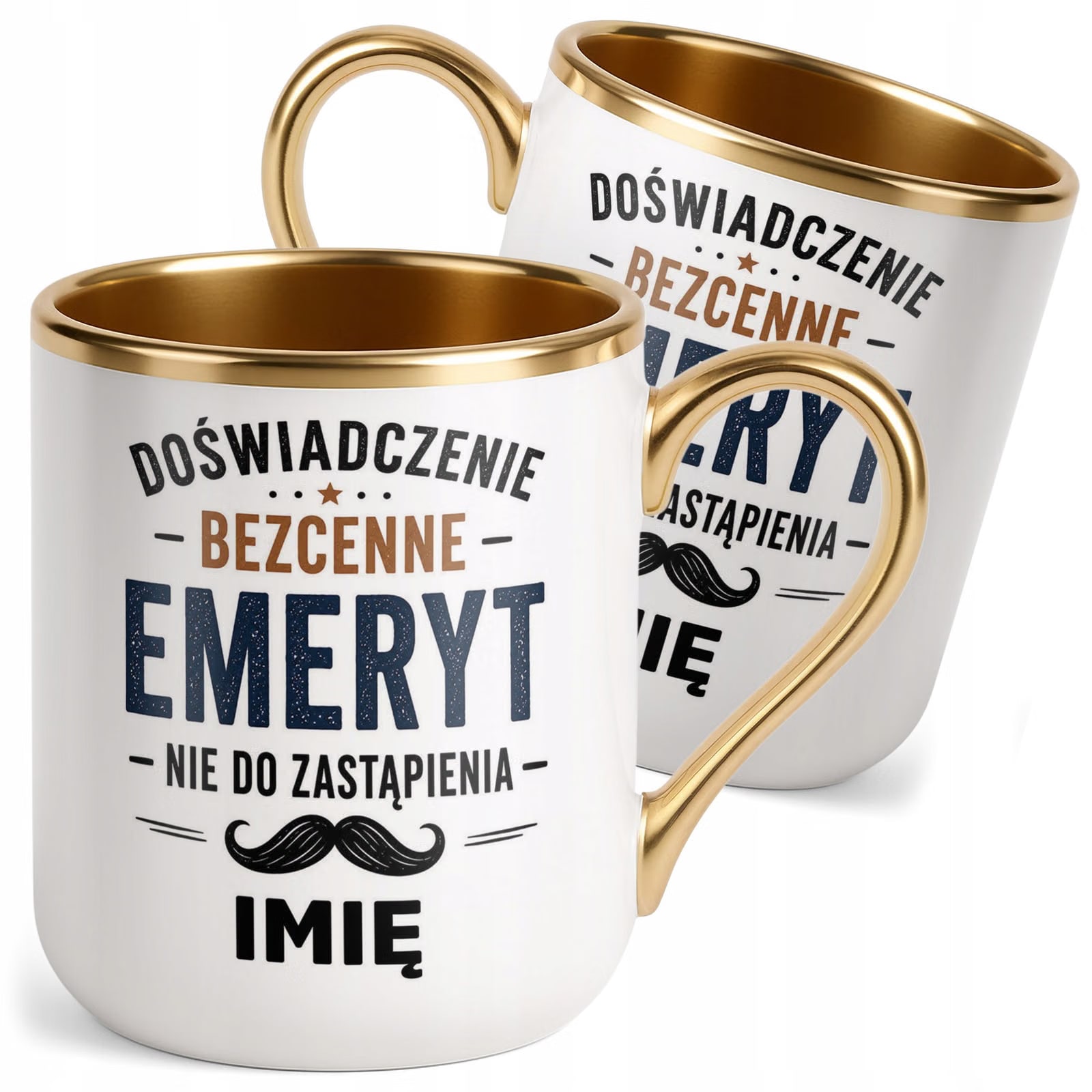 Kubek Personalizowany z nadrukiem Premium Złoty Emerytura Prezent