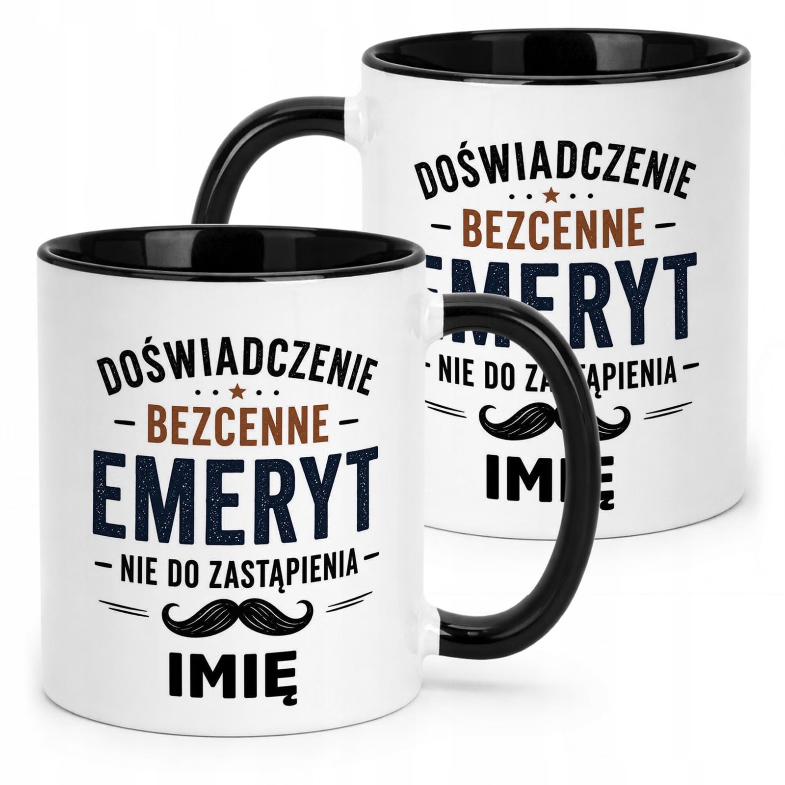 Kubek Czarny Personalizowany z Nadrukiem Emerytura Dla Emeryta Prezent