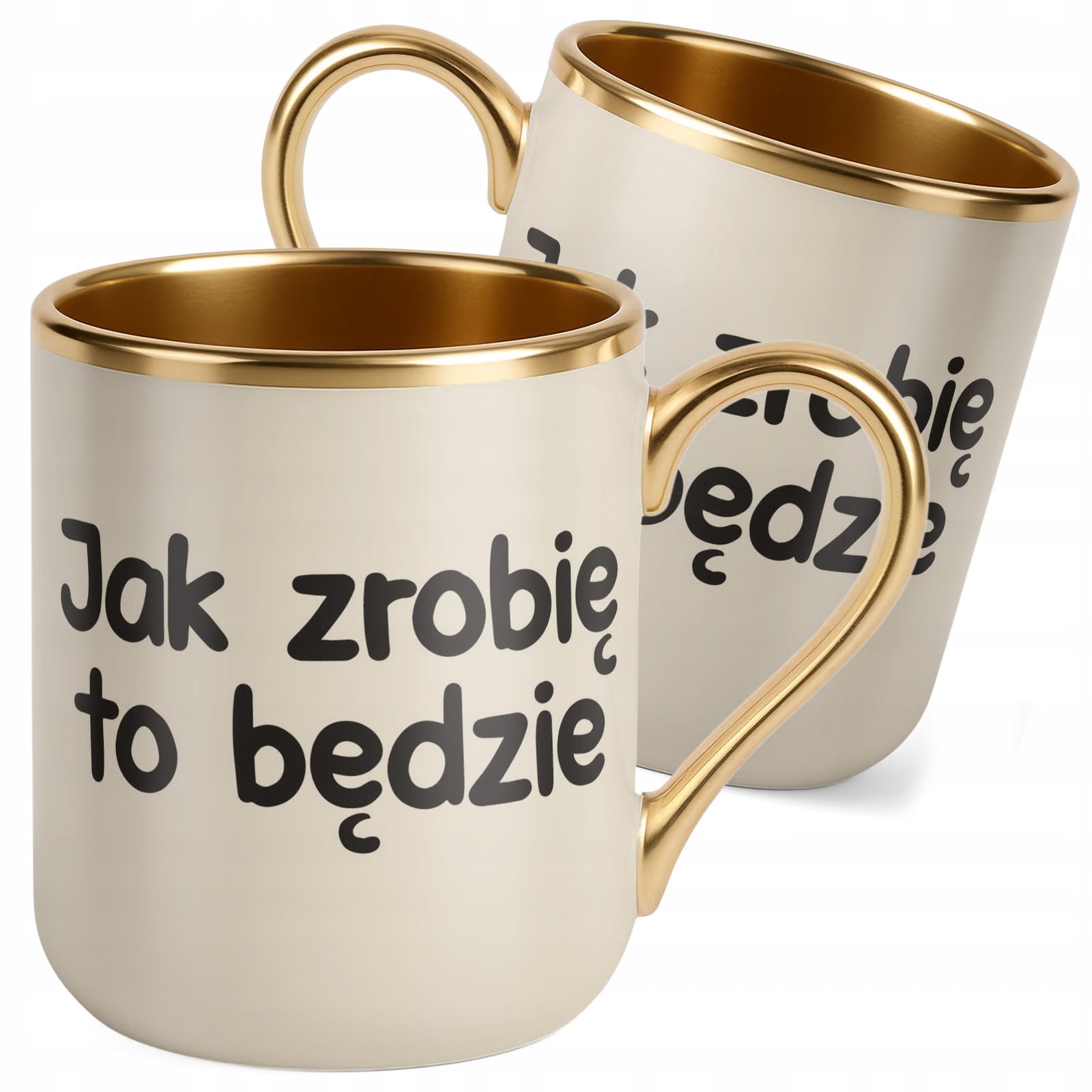 Kubek Premium Złoty Ecru Jak Zrobię To Będzie Śmieszny Zabawny