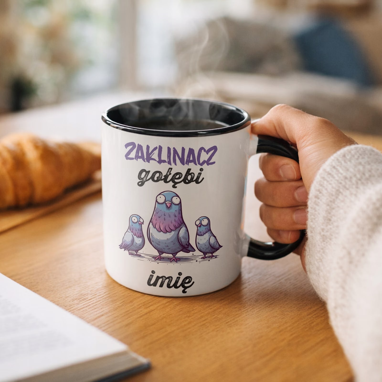 Kubek Czarny Personalizowany Dla Gołębiarza Prezent Dla Hodowcy Gołębi