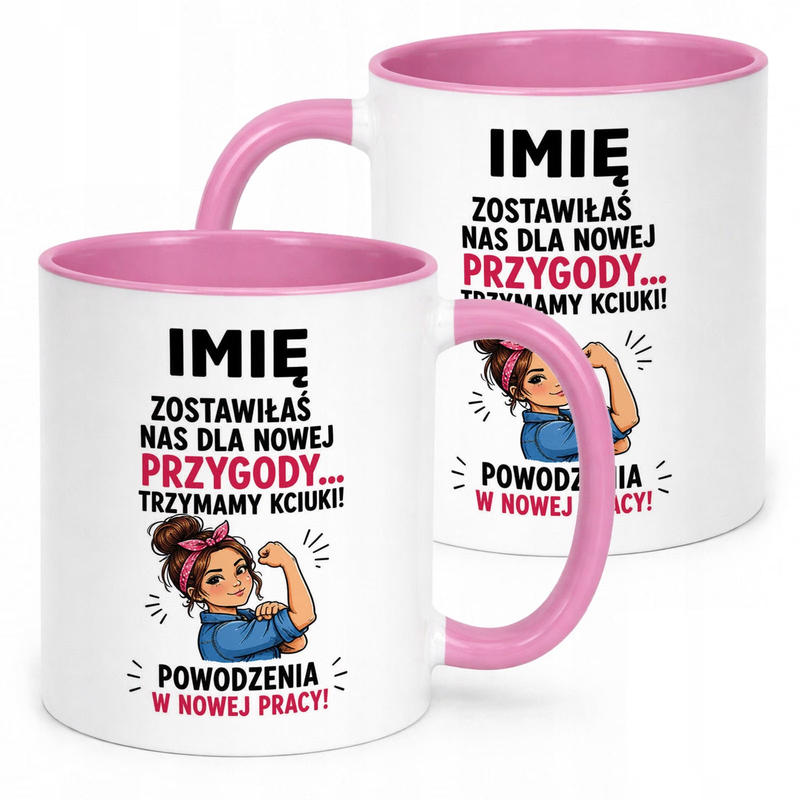 Kubek Różowy Personalizowany z Nadrukiem Pożegnanie Odejście z Pracy