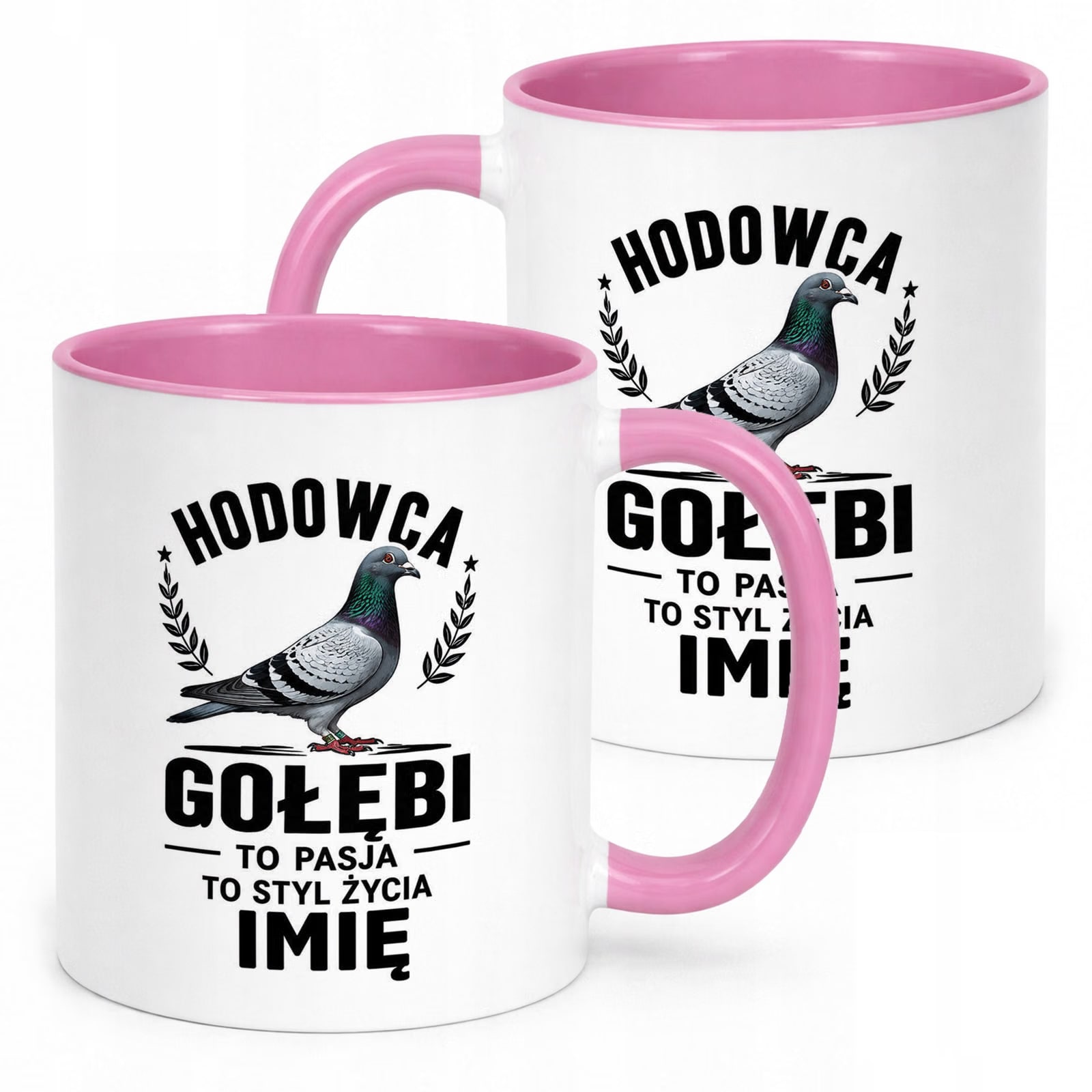 Różowy Kubek Personalizowany z nadrukiem Dla Gołębiarza Upominek Prezent
