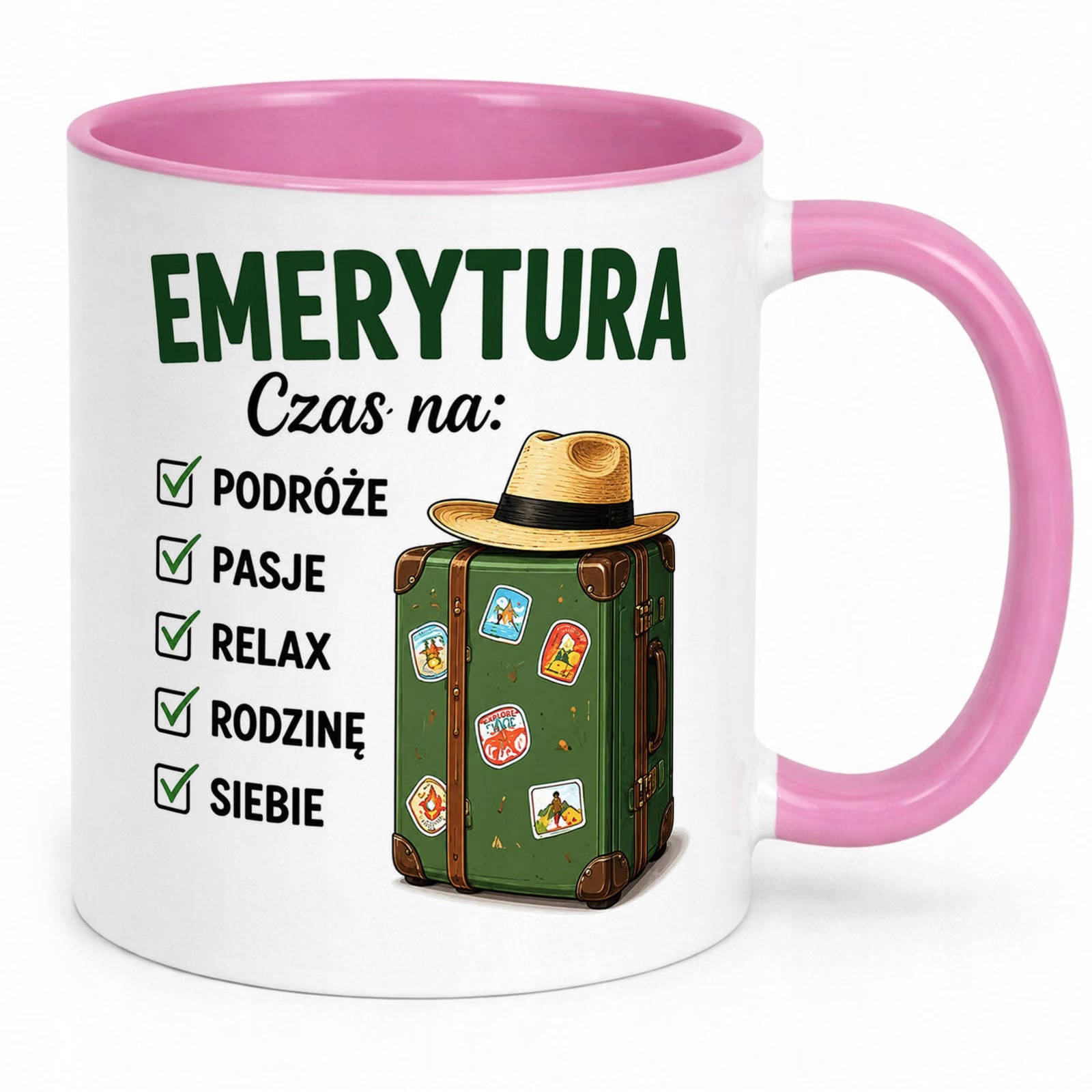 Zestaw Kubek Różowy Poduszka Z Nadrukiem Emerytura Prezent