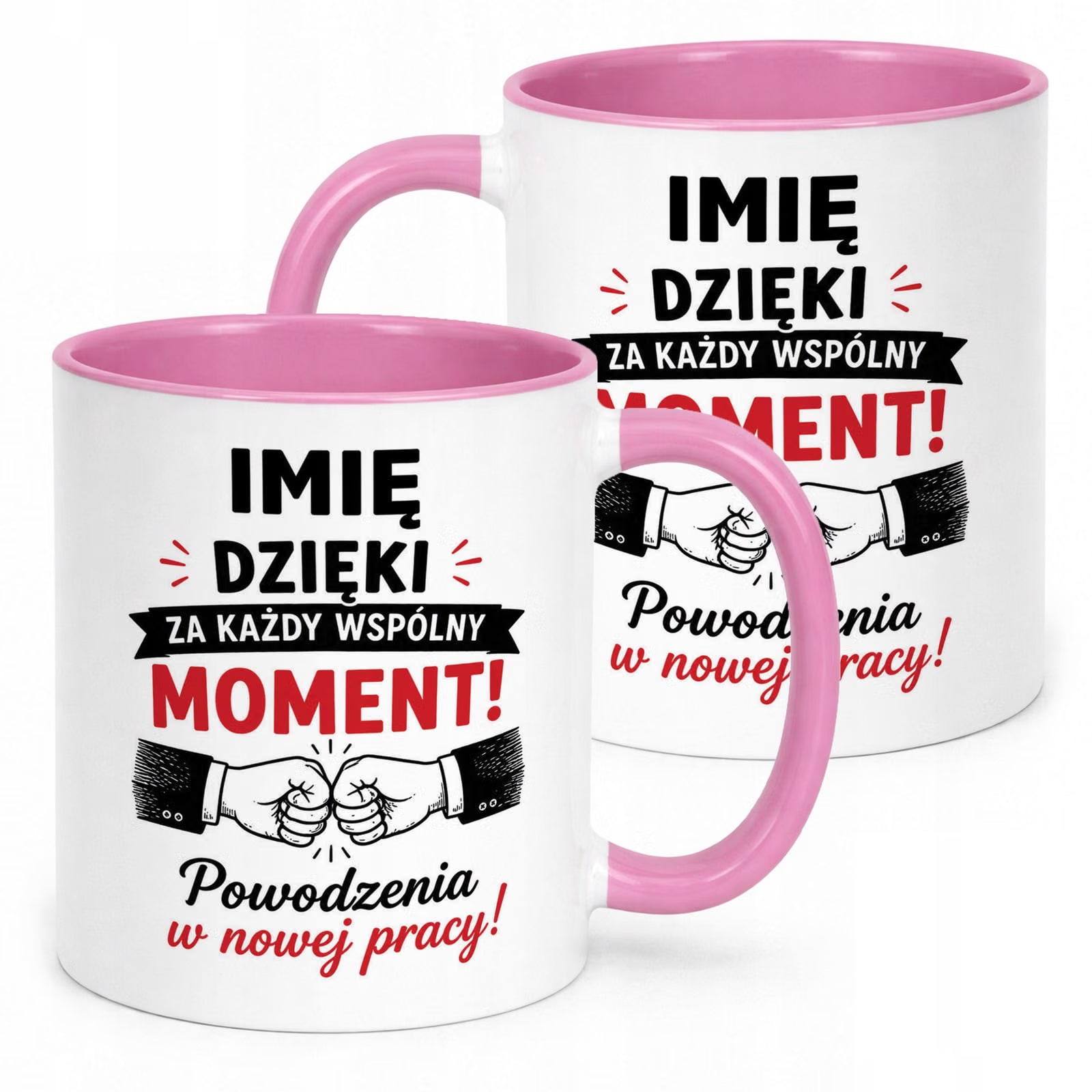 Kubek Różowy Personalizowany z Nadrukiem Pożegnanie Odejście z Pracy