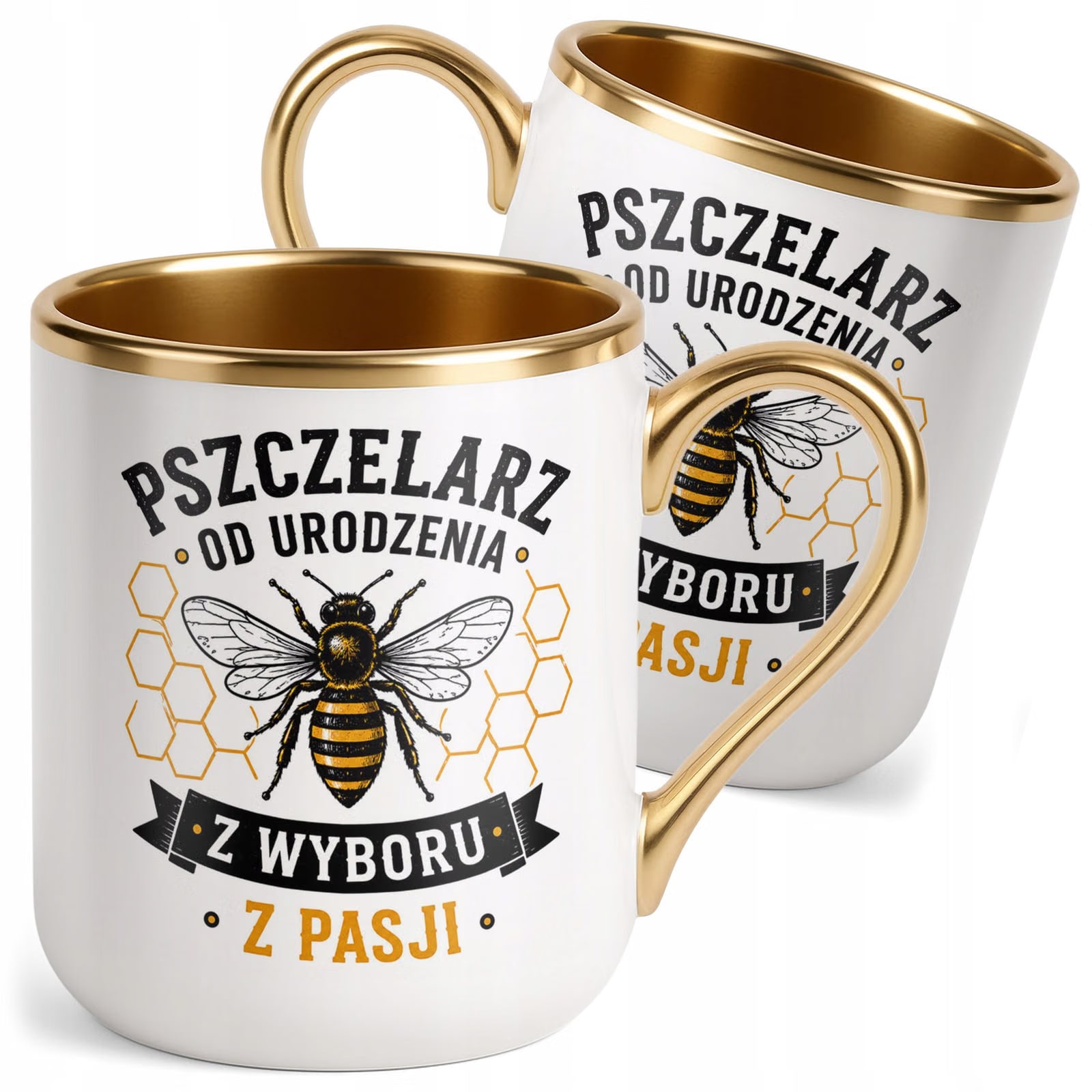 Kubek z nadrukiem Premium Złoty Dla Pszczelarza Szef Pasieki Prezent