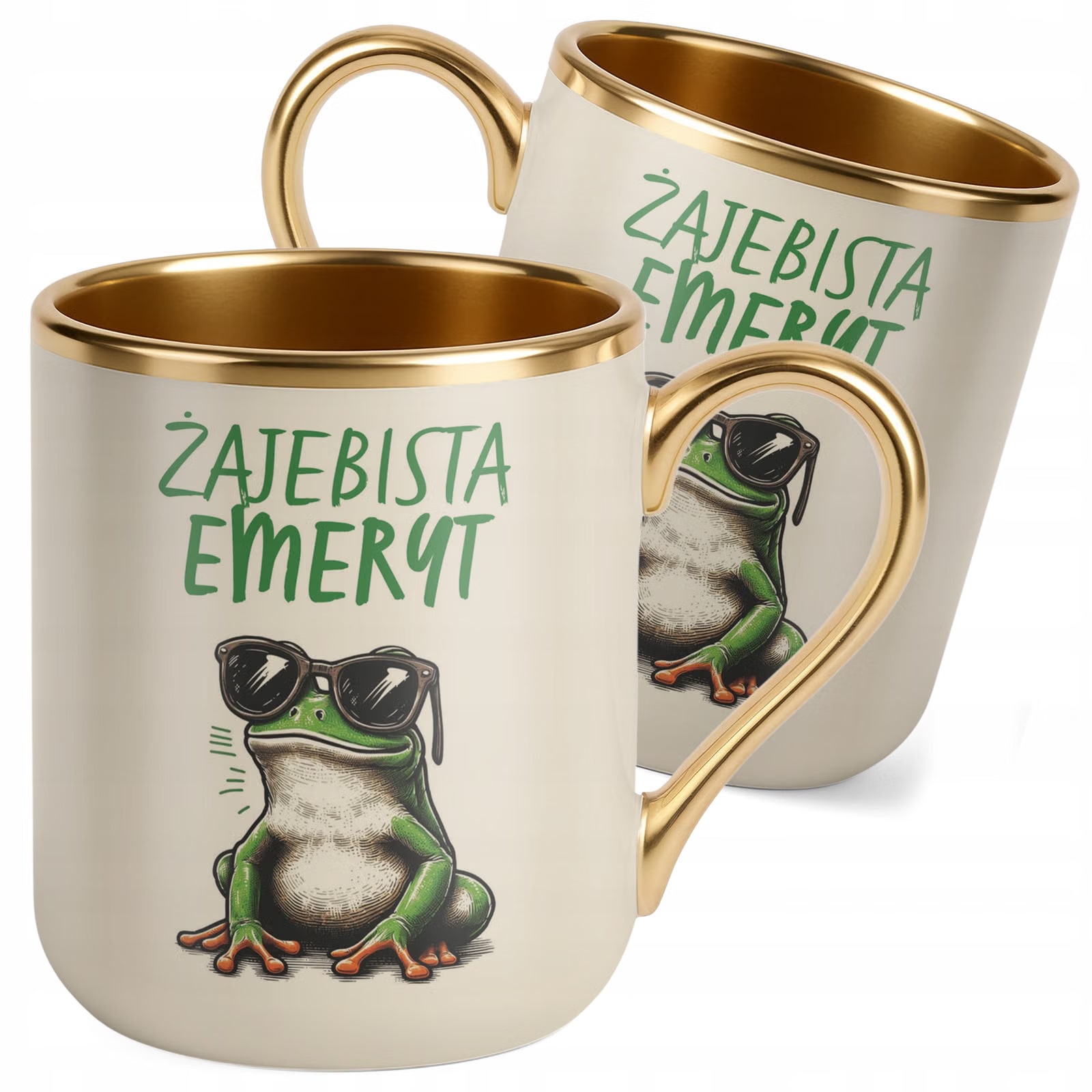 Kubek Premium Złoty Ecru Z okazji Emerytury Dla Emeryta Prezent
