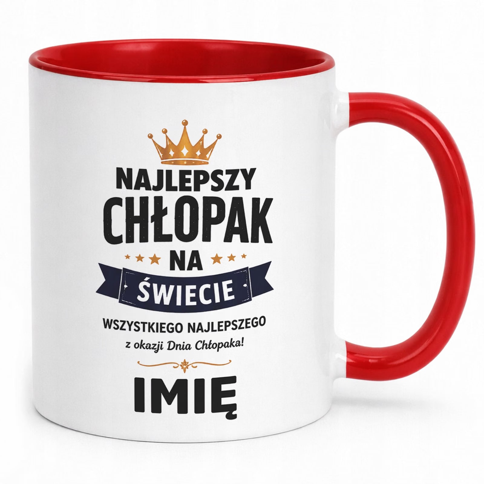 Czerwony Kubek personalizowany z nadrukiem Dzień Chłopaka Mężczyzny Prezent