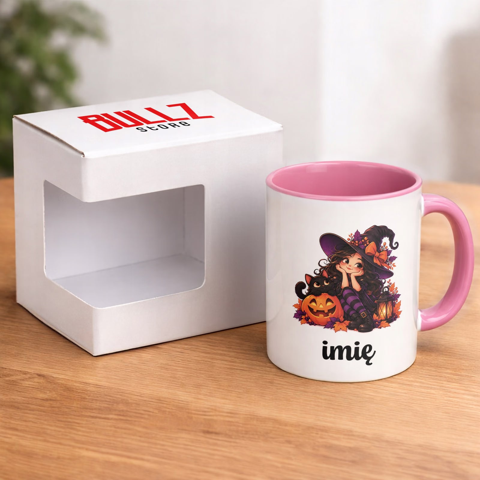 Kubek Różowy Personalizowany z Nadrukiem Dla Kobiet Czarownica Wiedźma
