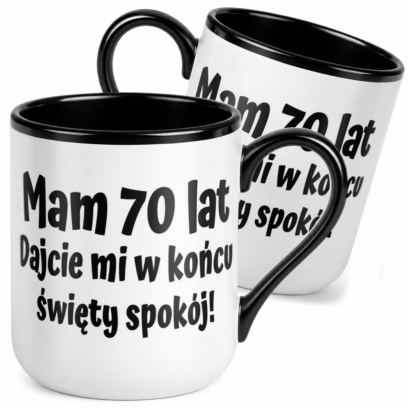 Kubek z nadrukiem Premium Czarny Na 70 Urodziny Upominek Prezent