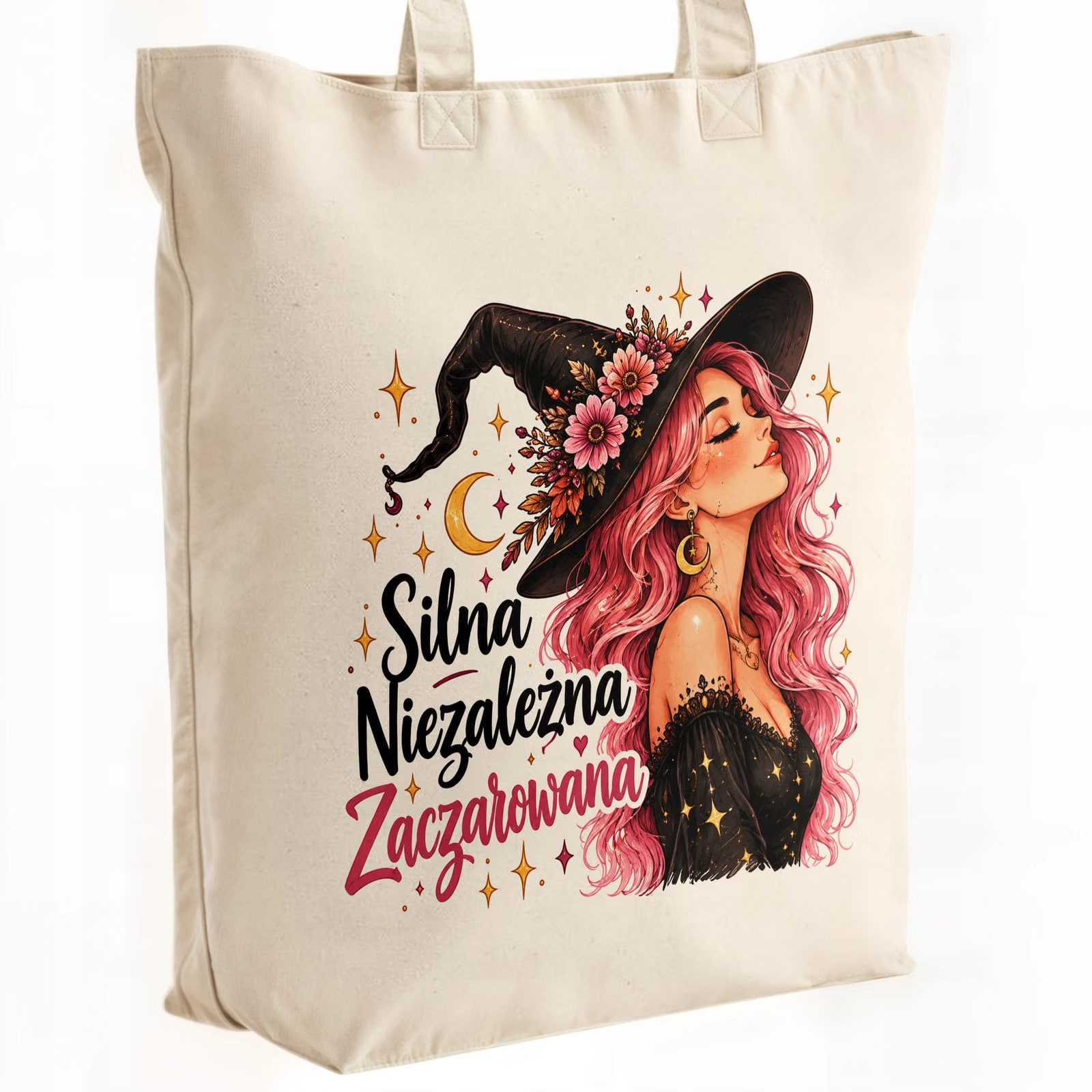Torba shopper bawełniana premium wiedźma czarownica na zakupy